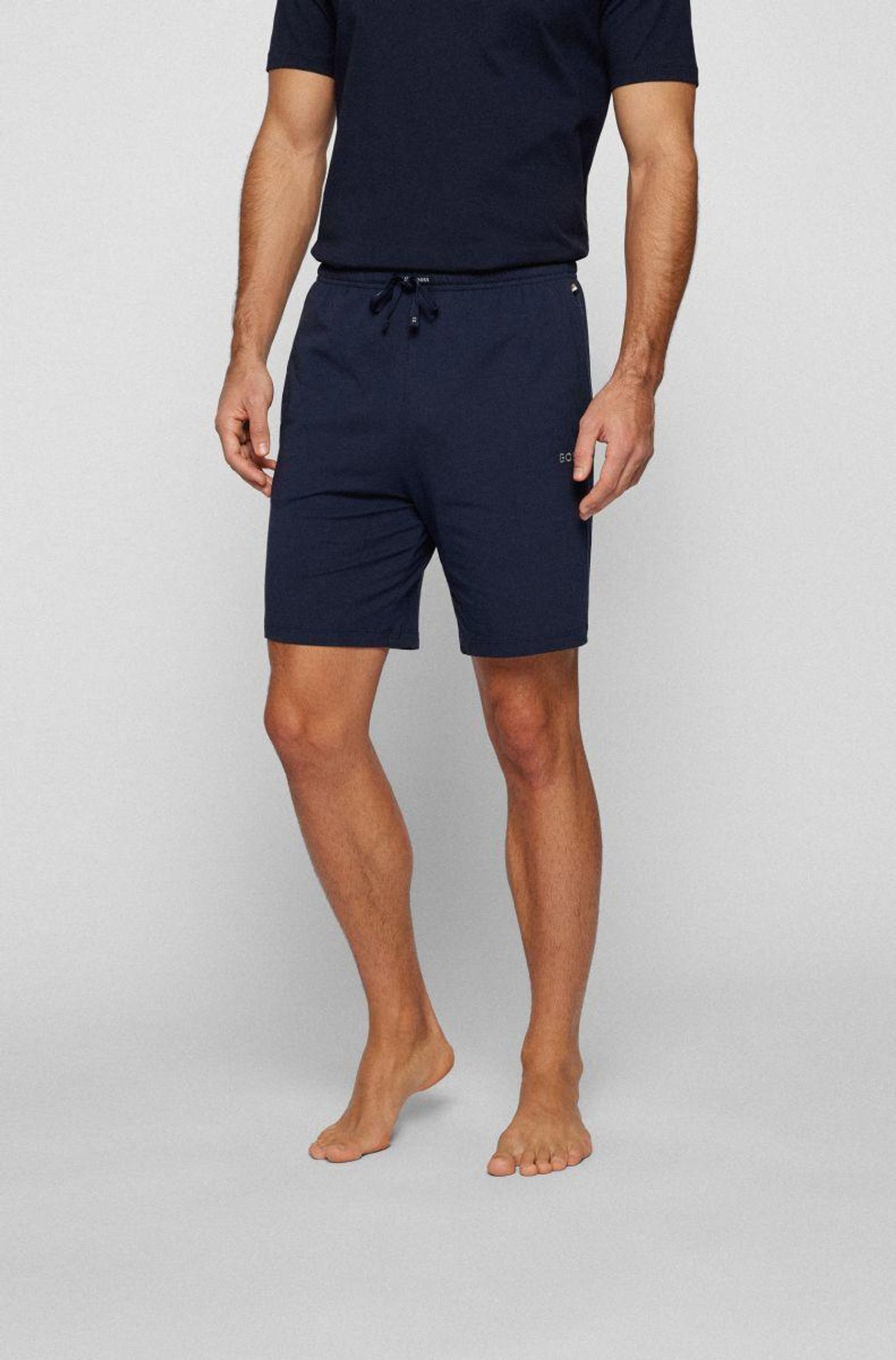Shorts aus elastischer Baumwolle mit Kontrastlogo und Kordelzug #2