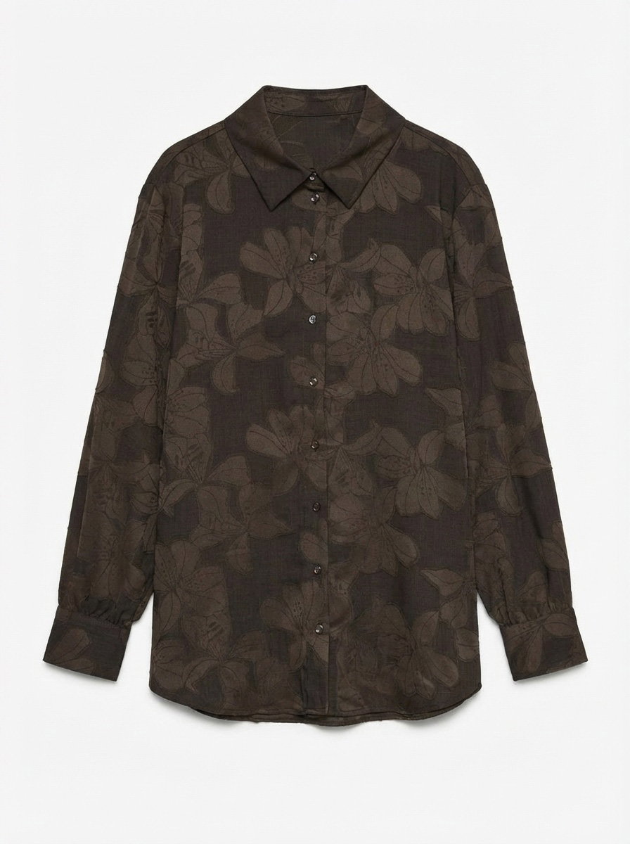 VMEMBLA JACQUARD LS SHIRT WVN, Chocolate Torte/Jacquard #1