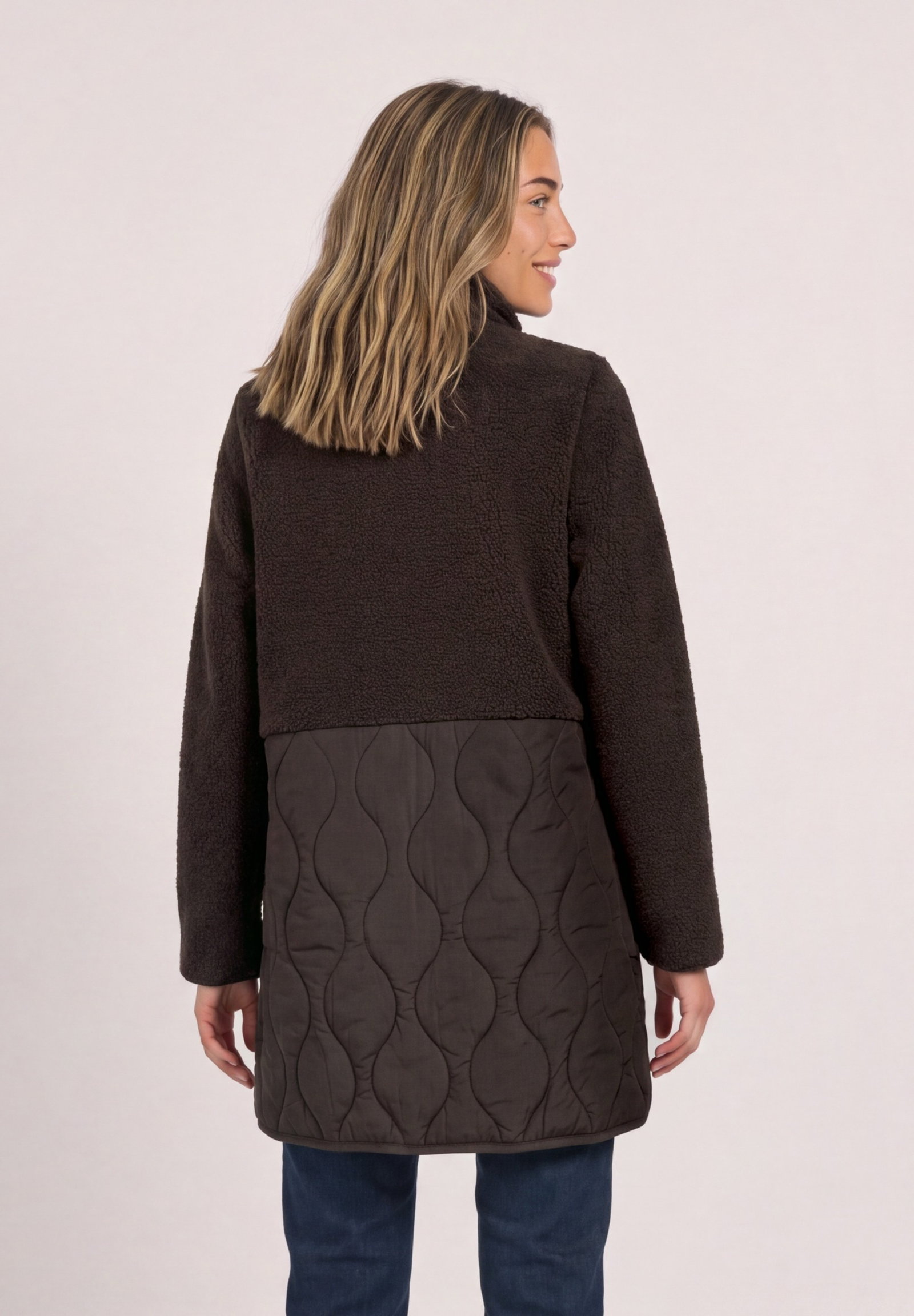 Mat Mix Teddy Coat w. Quilting, auburn brown #4