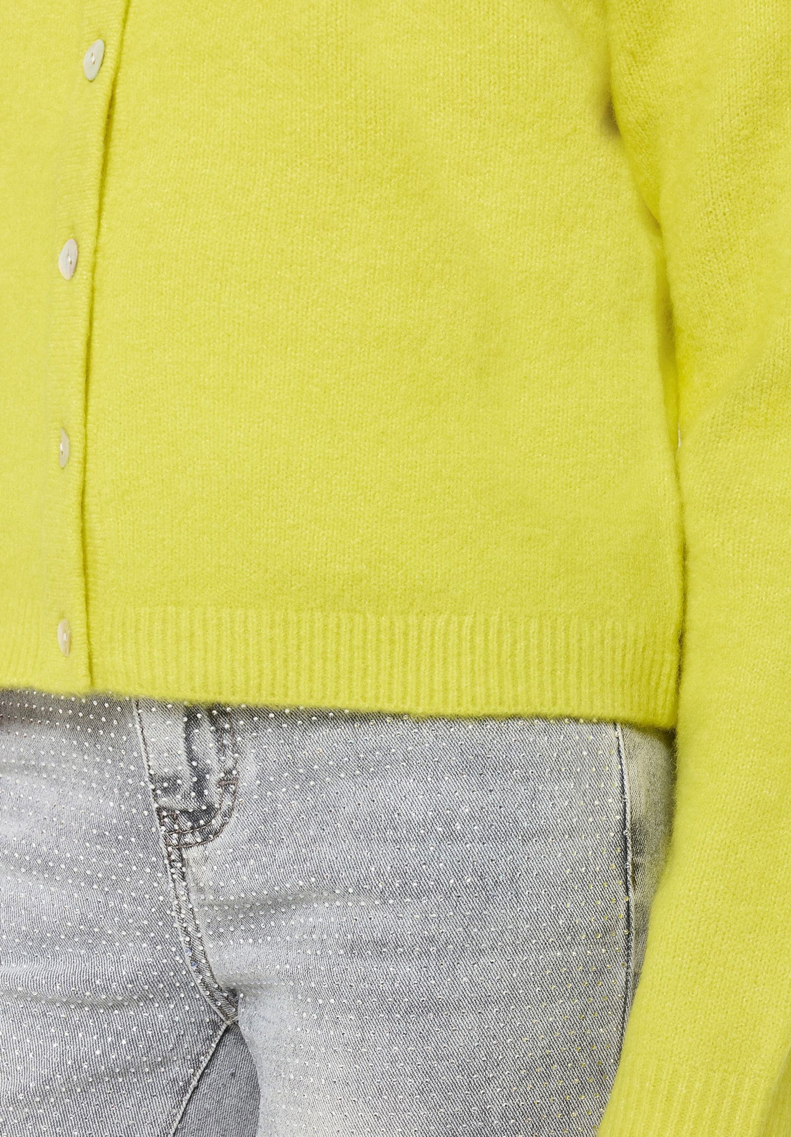 |  Strickjacke Kurz 1/1 Arm, Neon Yellow | 36