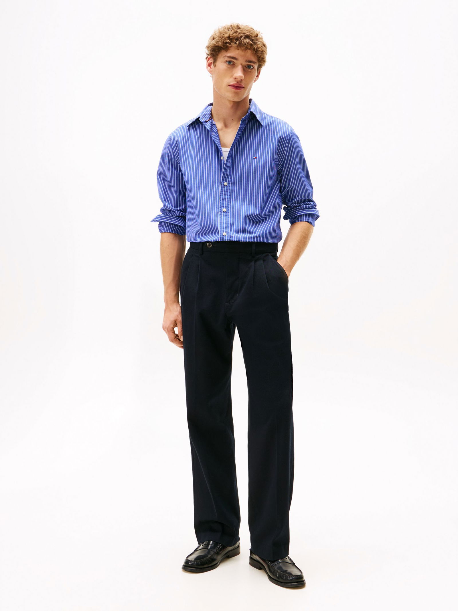  |  CORE HAIRLINE POPLIN RF SHIRT, RED | XXXL | night sky / ivory petal