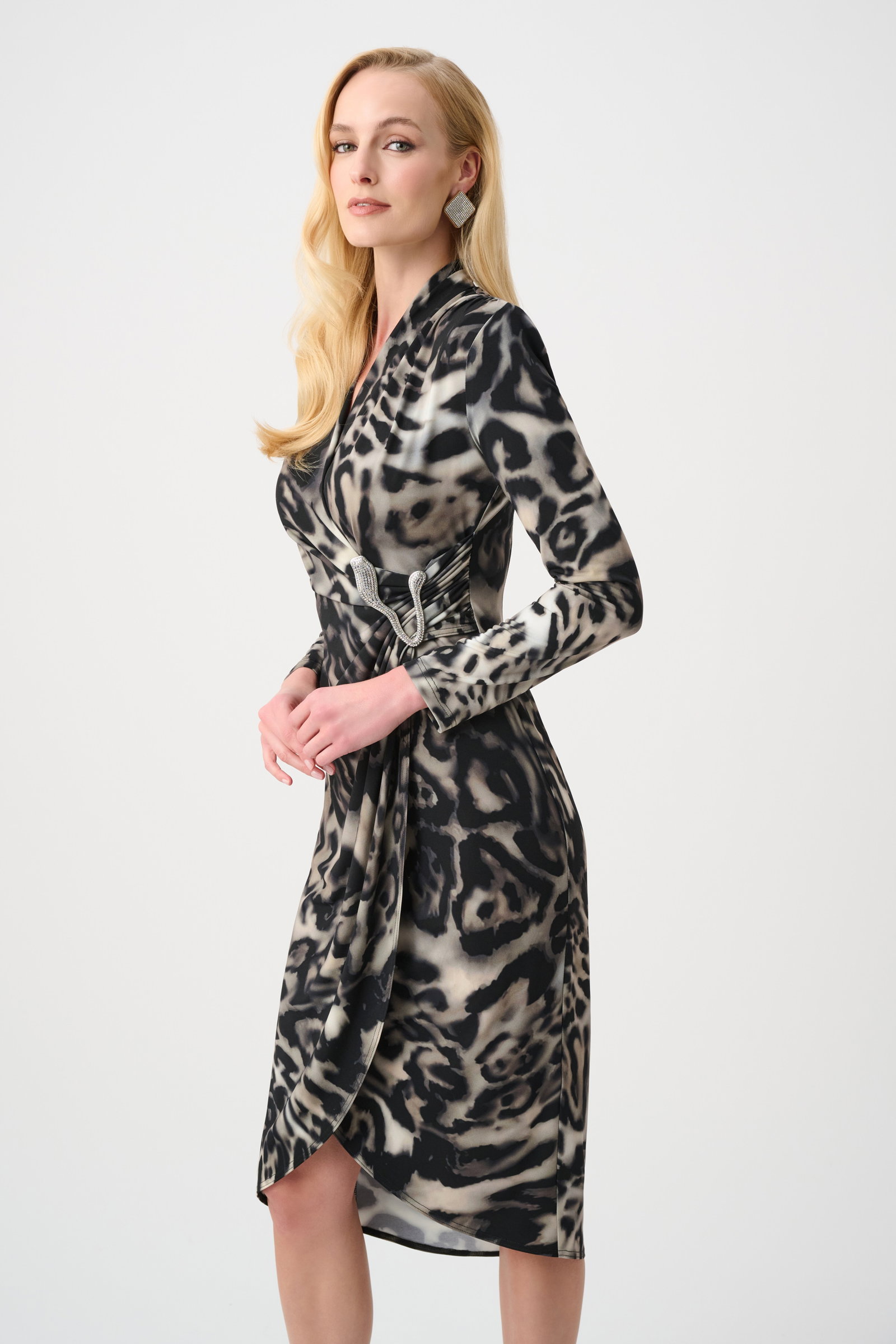 Joseph Ribkoff Damenkleid mit Leopardenmuster und Zierschnalle #2