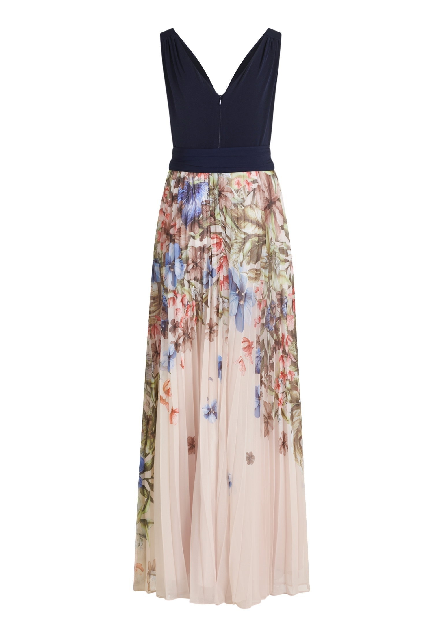 Kleid Lang ohne Arm, Patch Dark Blue/Cream #2