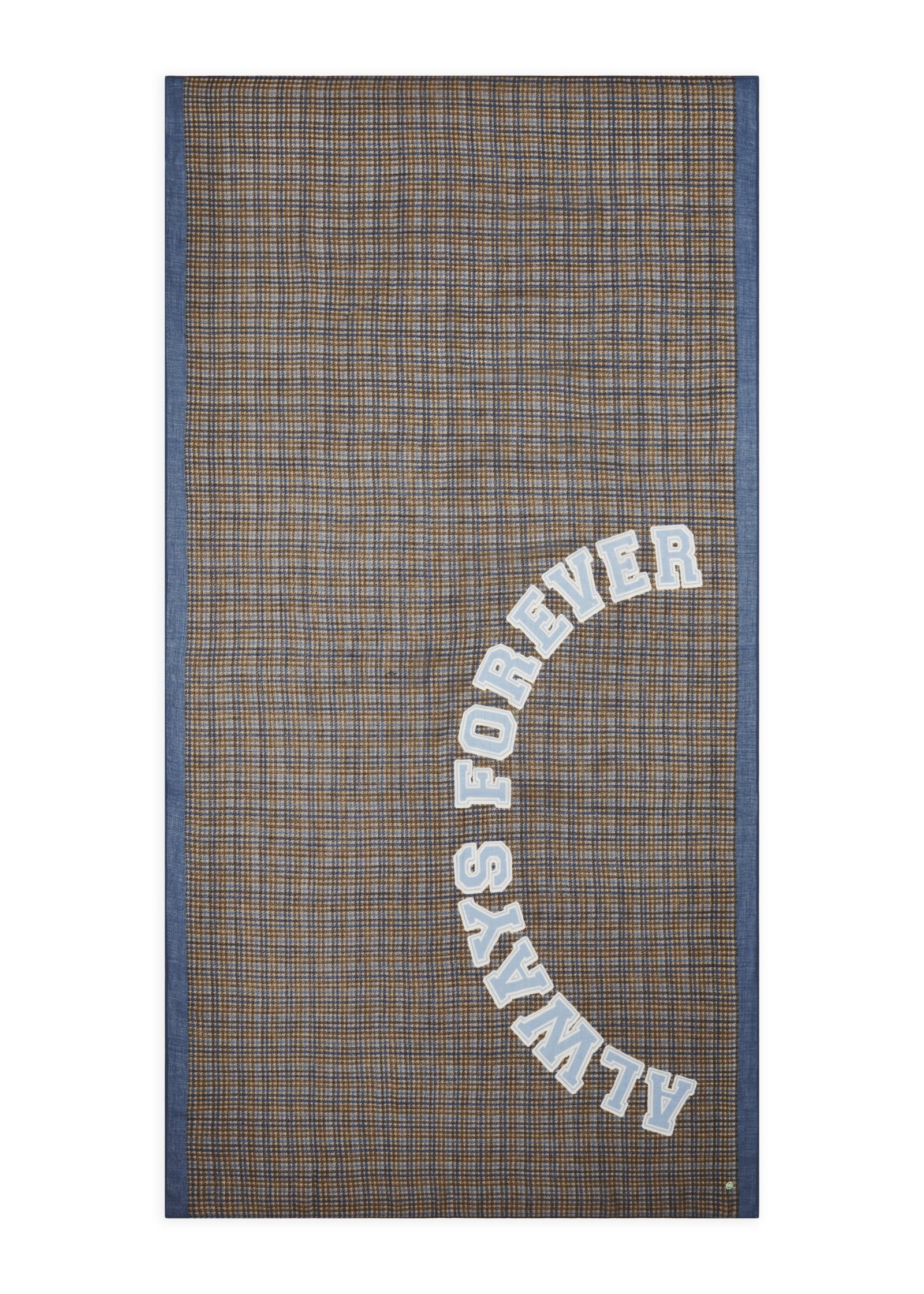 PRINTED SCARF POLYACRYL MIX CHECKS AND QUOTE blau-100X180CM, blau #2