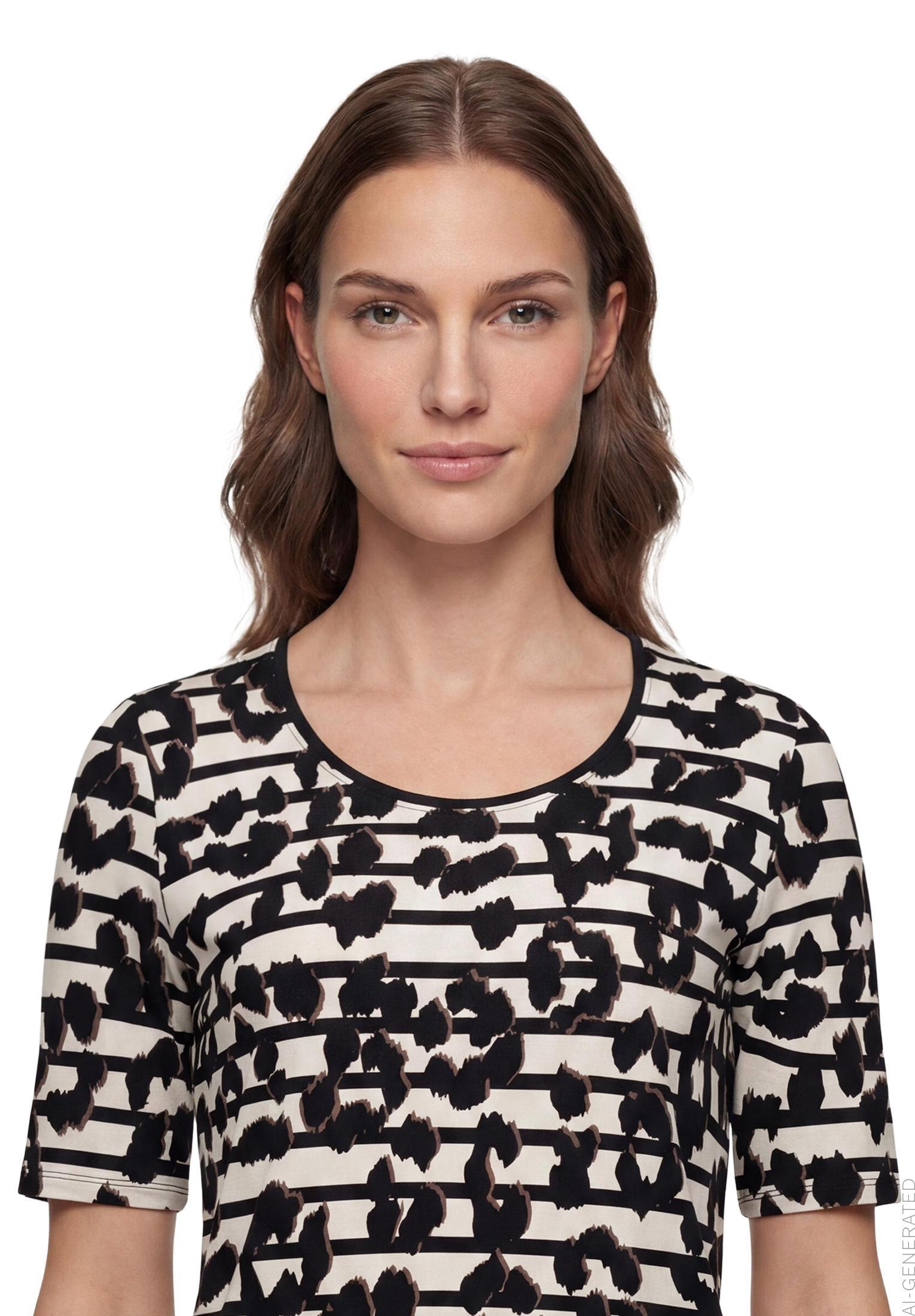Shirt Kurz 1/2 Arm, Beige/Black #6