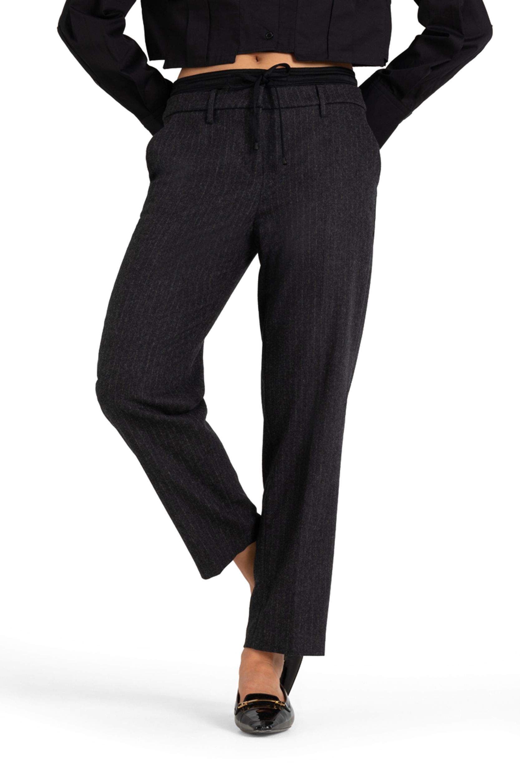  |  Karen, grey fuzzy pinstripe | 38/28