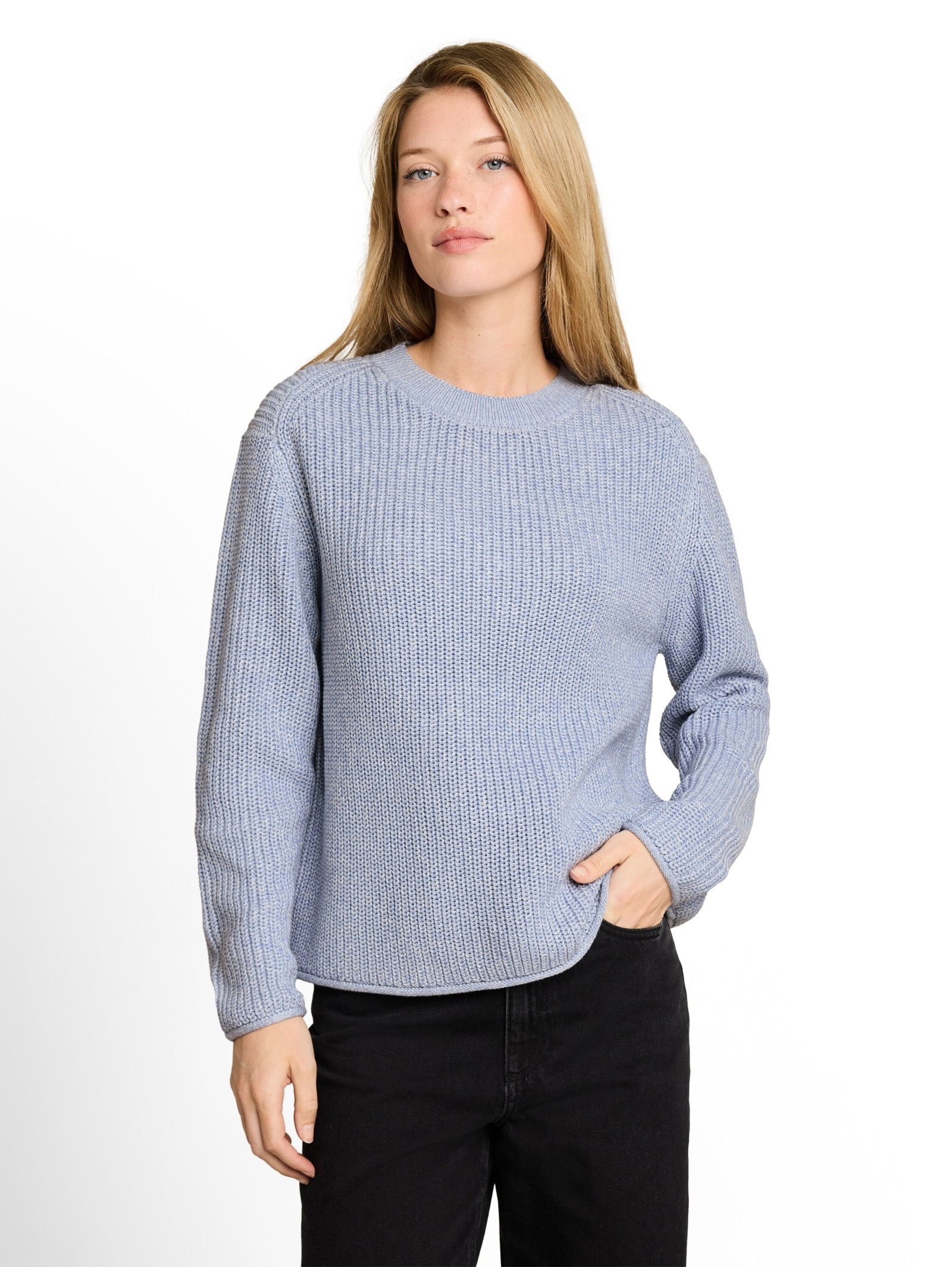 knit mouline crew-neck, foggy blue mouline #5