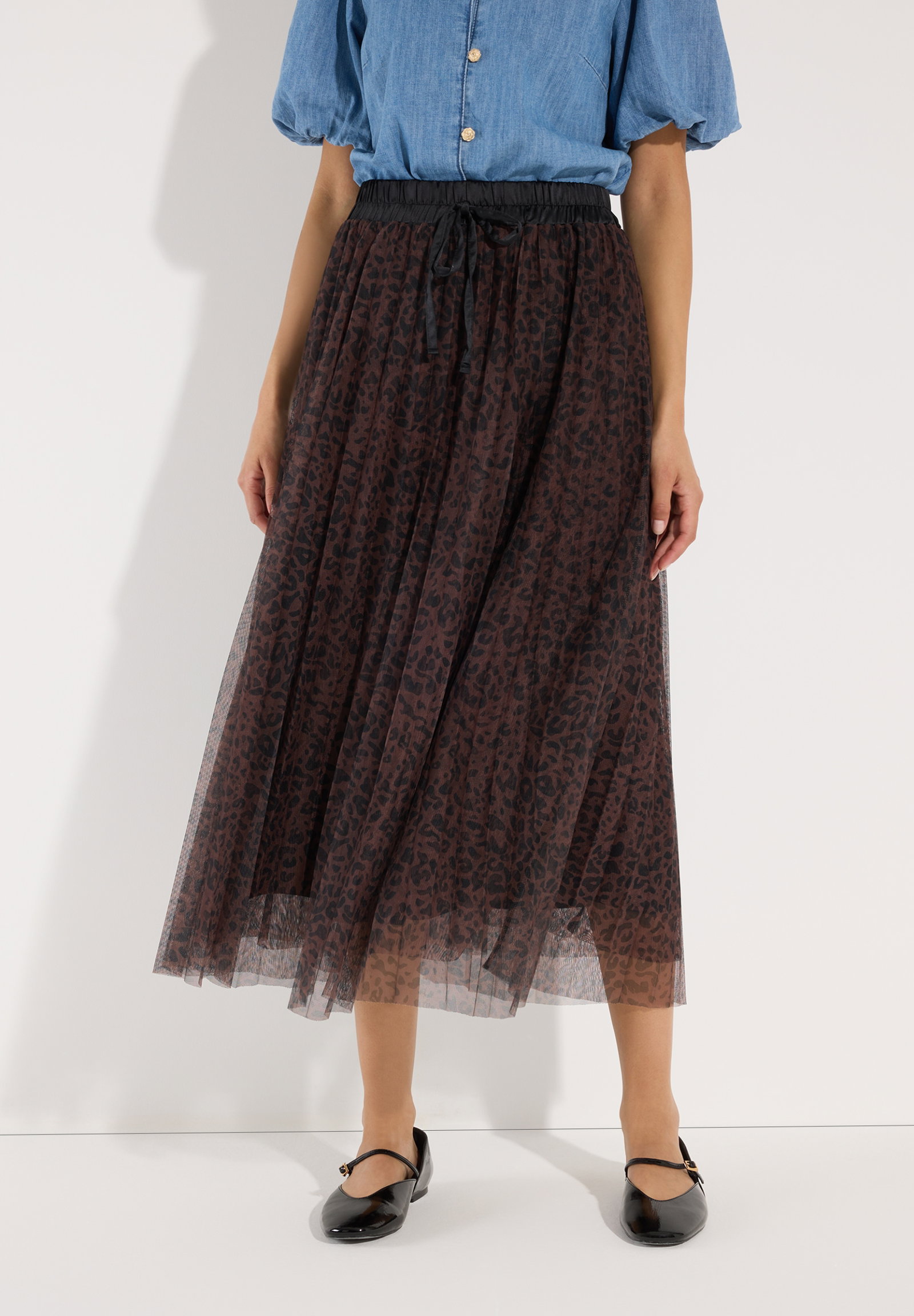 Plissee Skirt Mesh Printed, twotone leo print #3