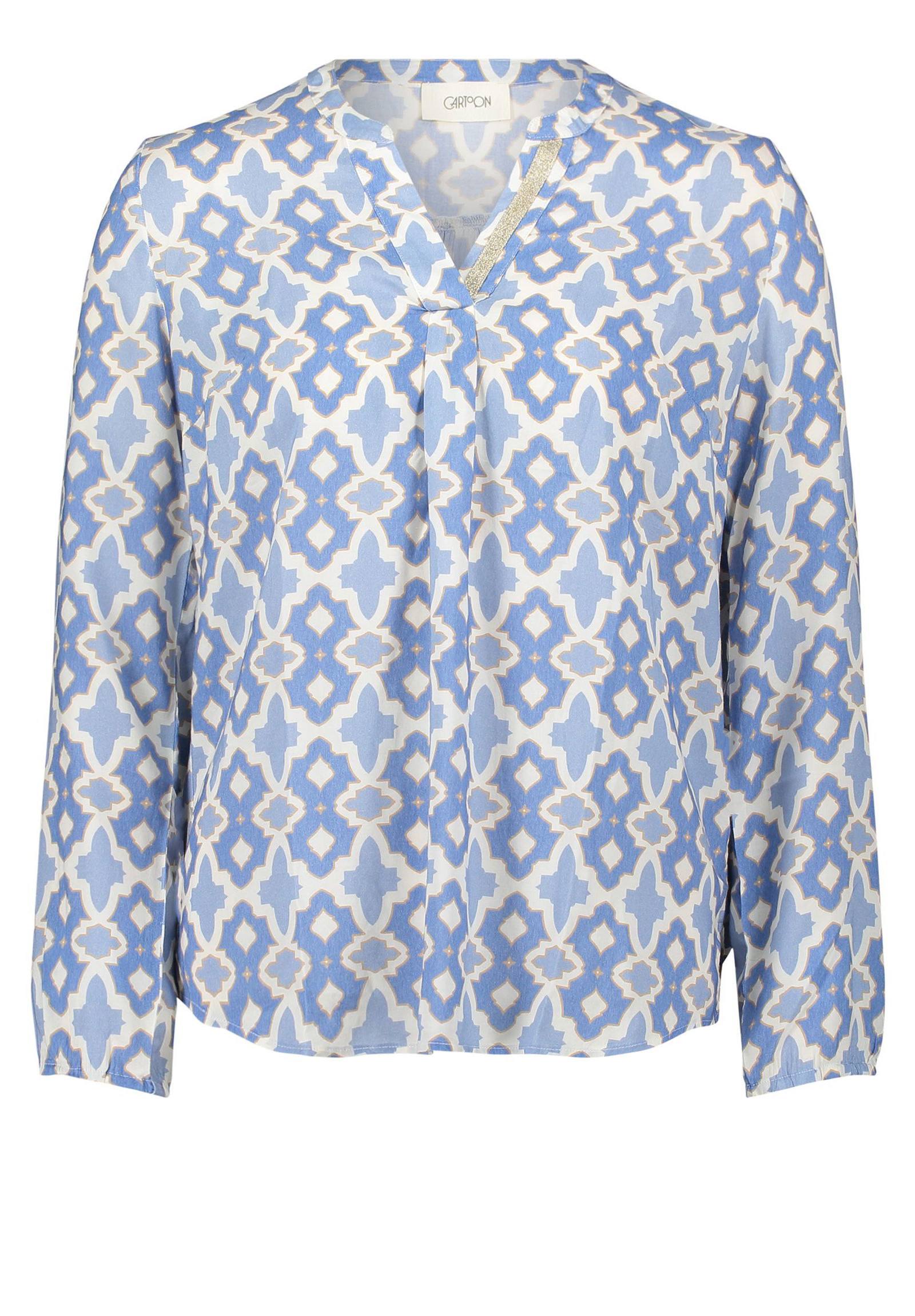 Cartoon |  Cartoon Druckbluse  | 46 | weiß/blau