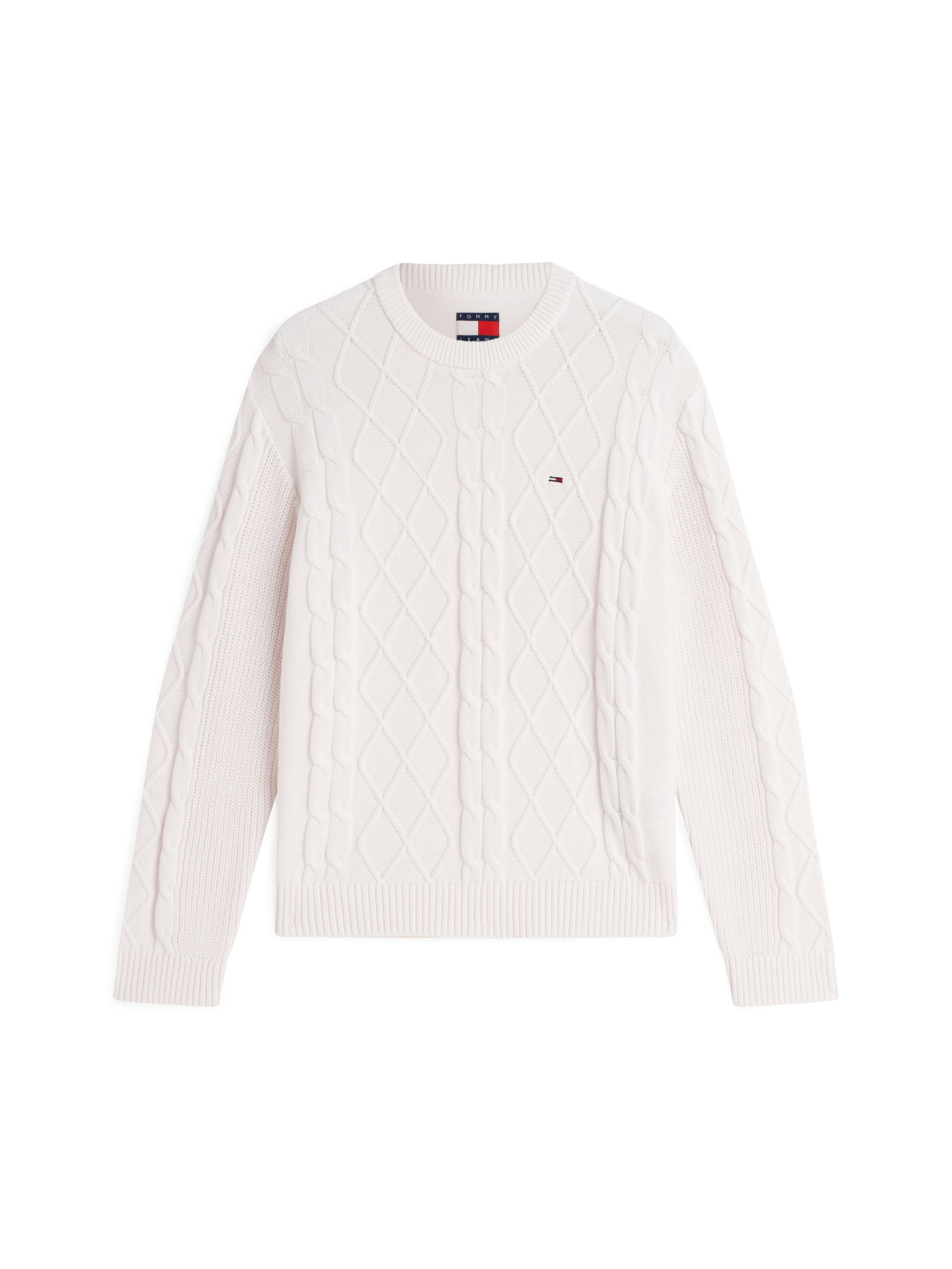 TJM REG CABLE KNIT SWEATER, WHITE #1