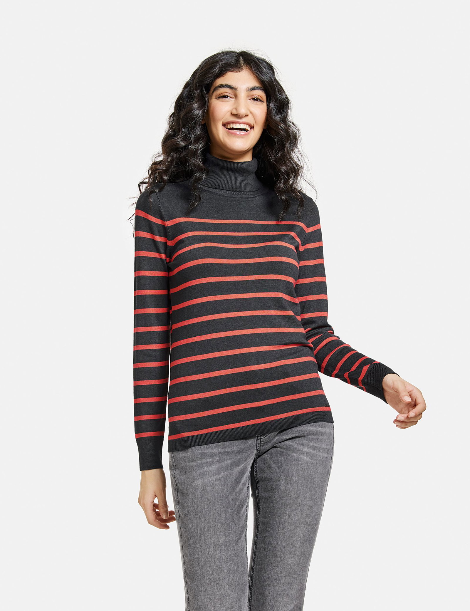 Rollkragenpullover mit Ringel-Dessin