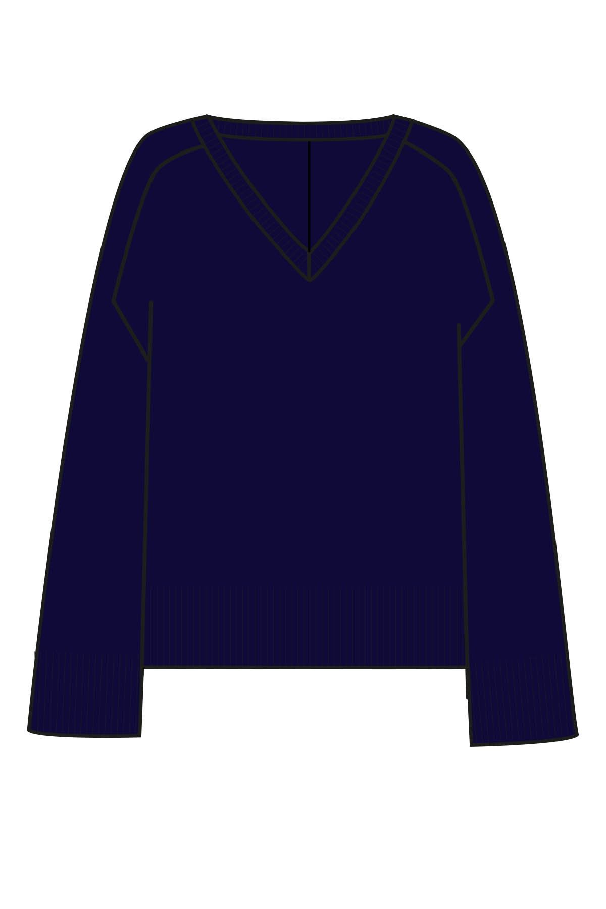 V NECK DROP SHOULDER 1/1 SLEEVE, NAVY #1