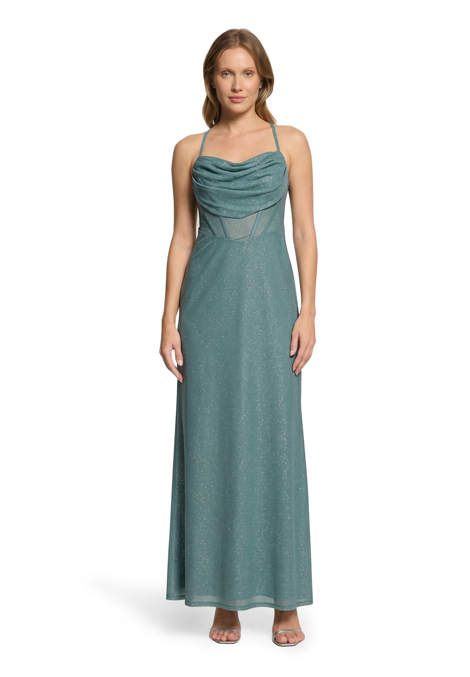 Kleid Lang ohne Arm, Petrol/Grey #3