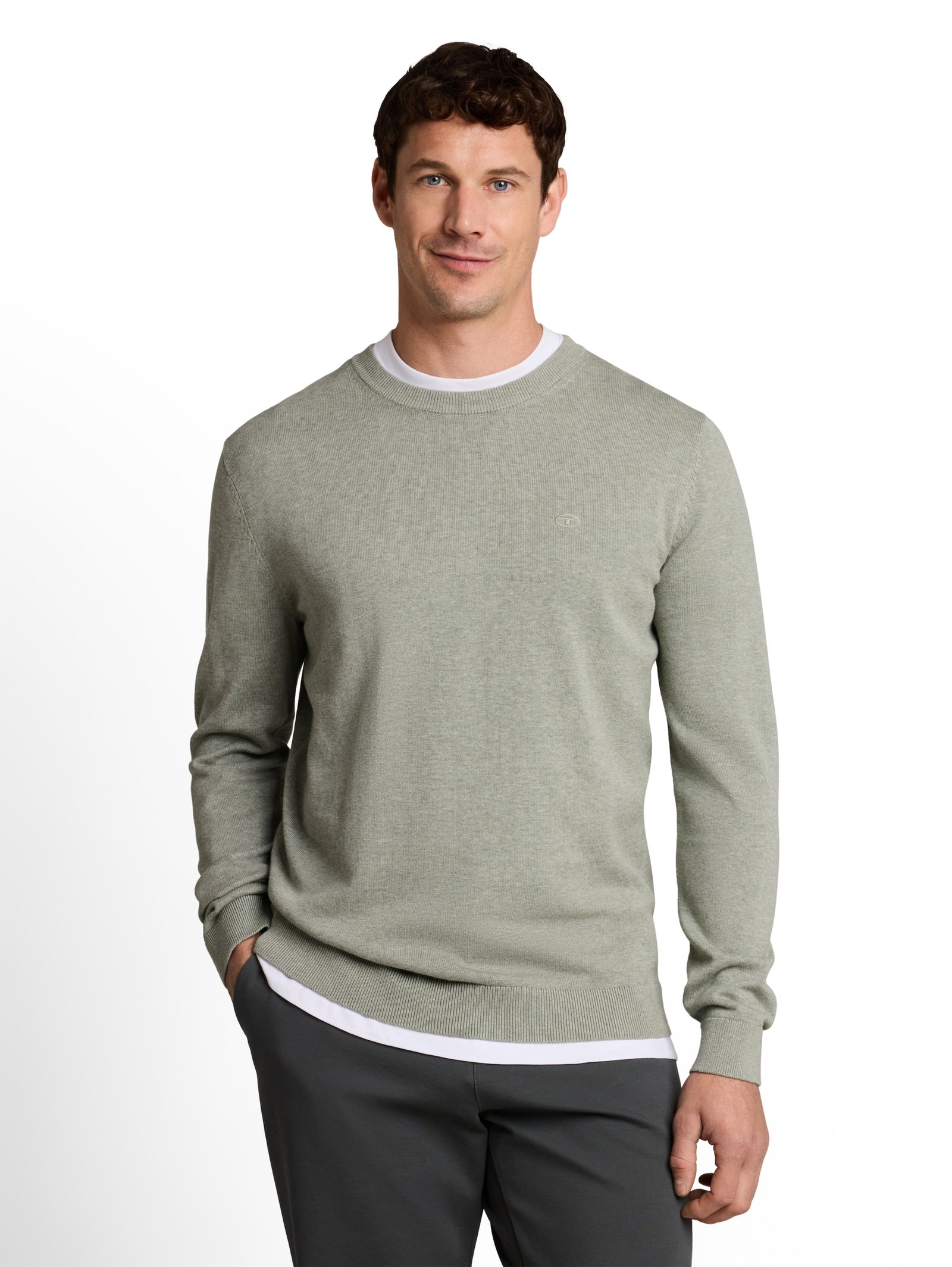 basic crewneck knit, iron mint melange #5