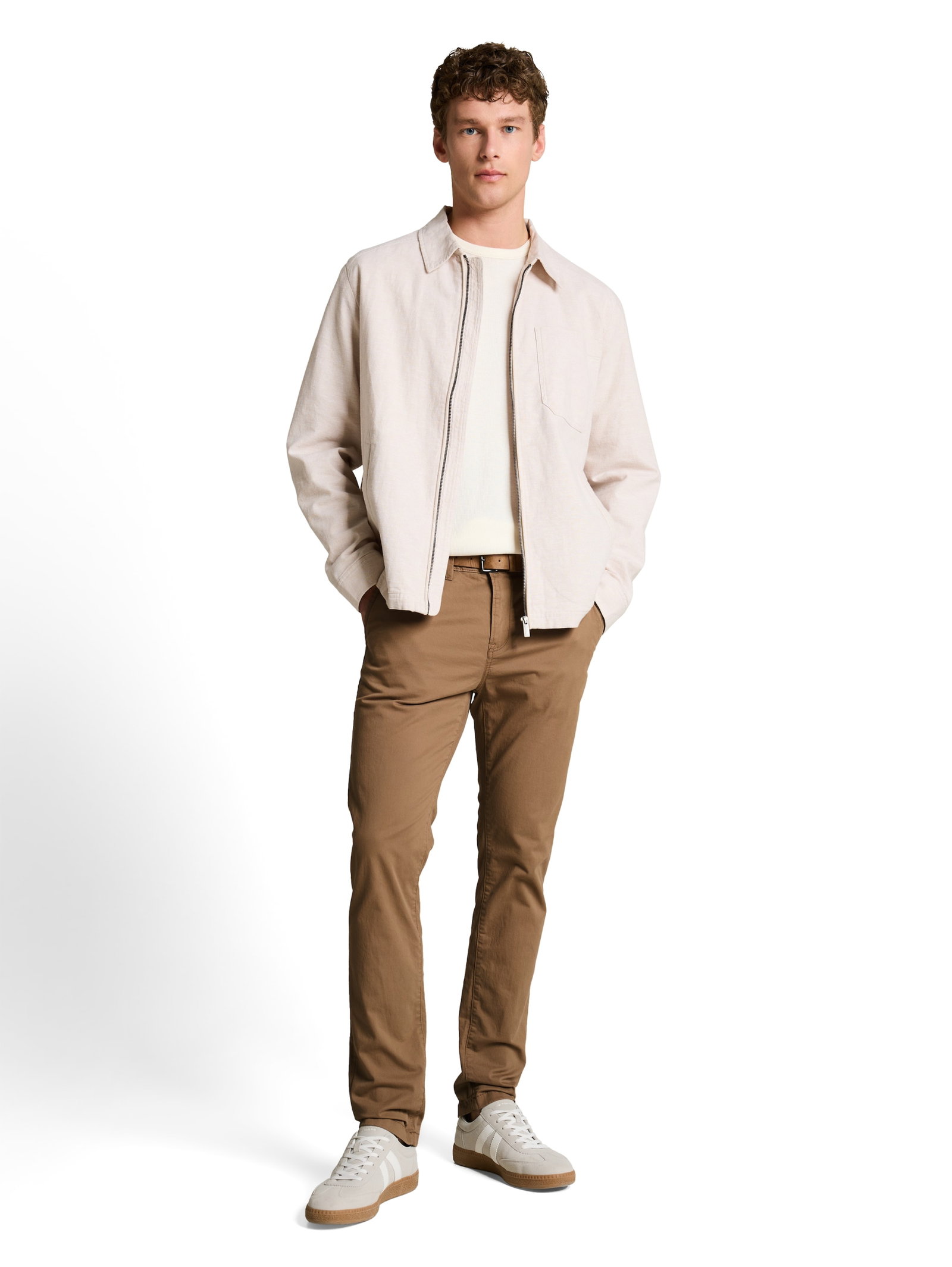 Slim Chino with belt, Honey Camel beige #6