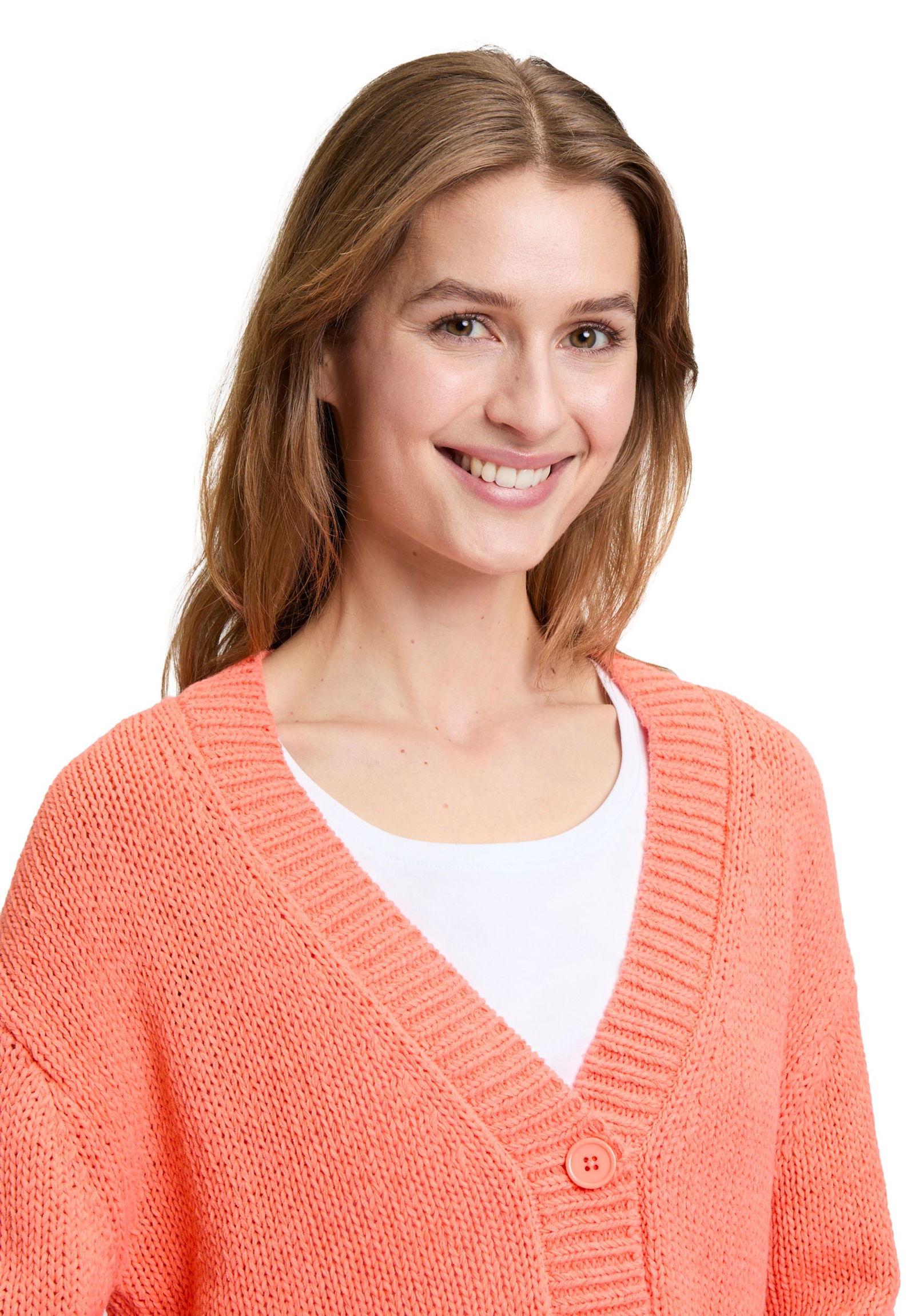  |  Strickjacke Kurz 1/1 Arm, Fusion Coral | 42
