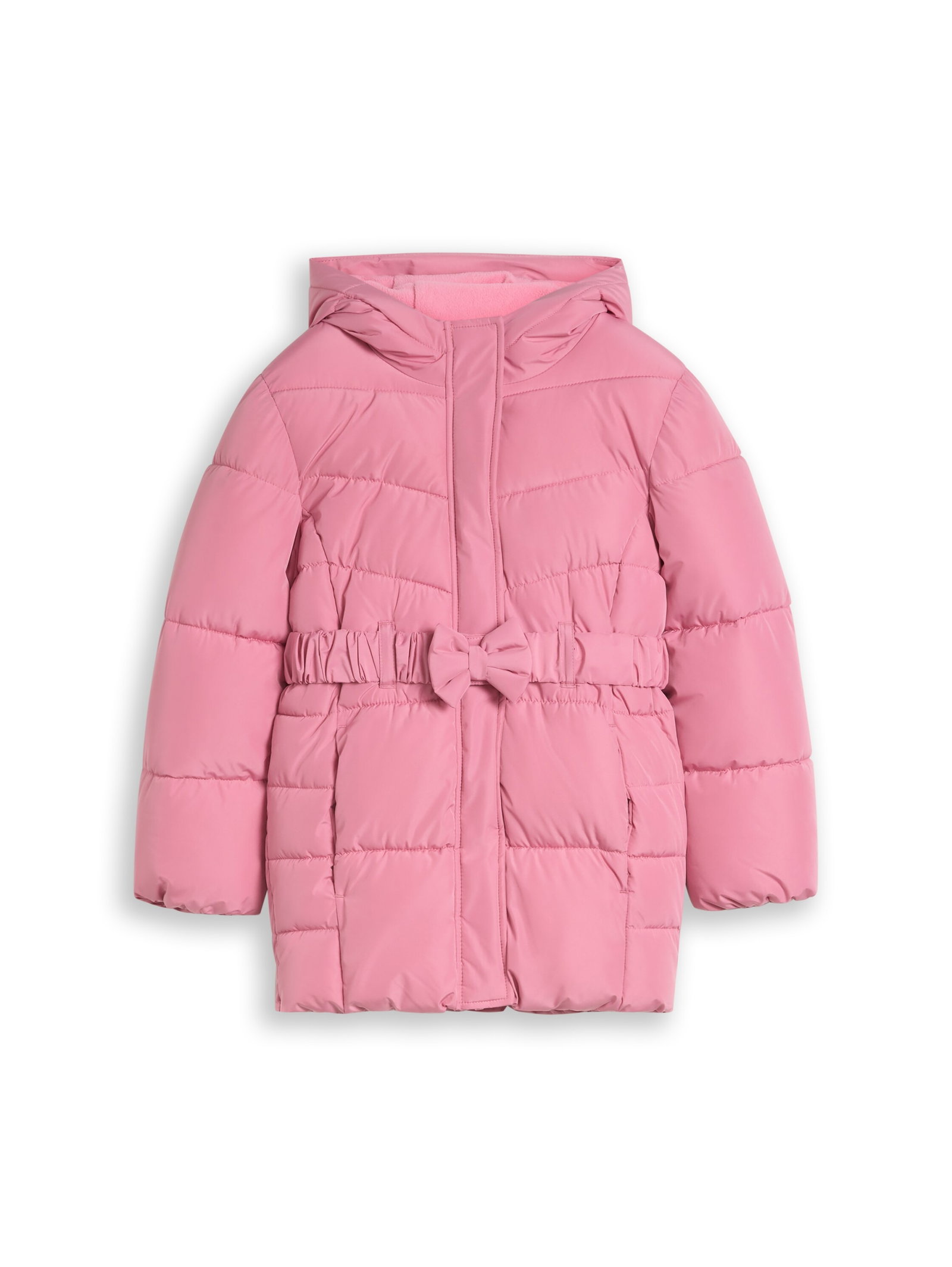 belted puffer jacket, smooth rose #1