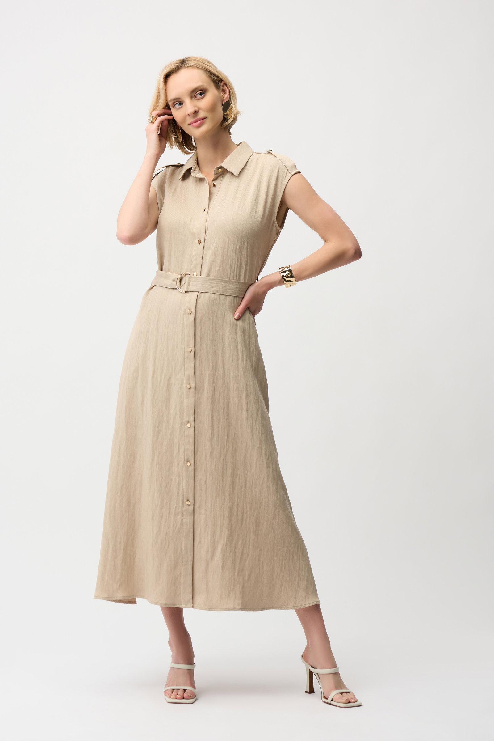 Joseph Ribkoff strukturiertes Hemdblusenkleid mit Schärpe #1