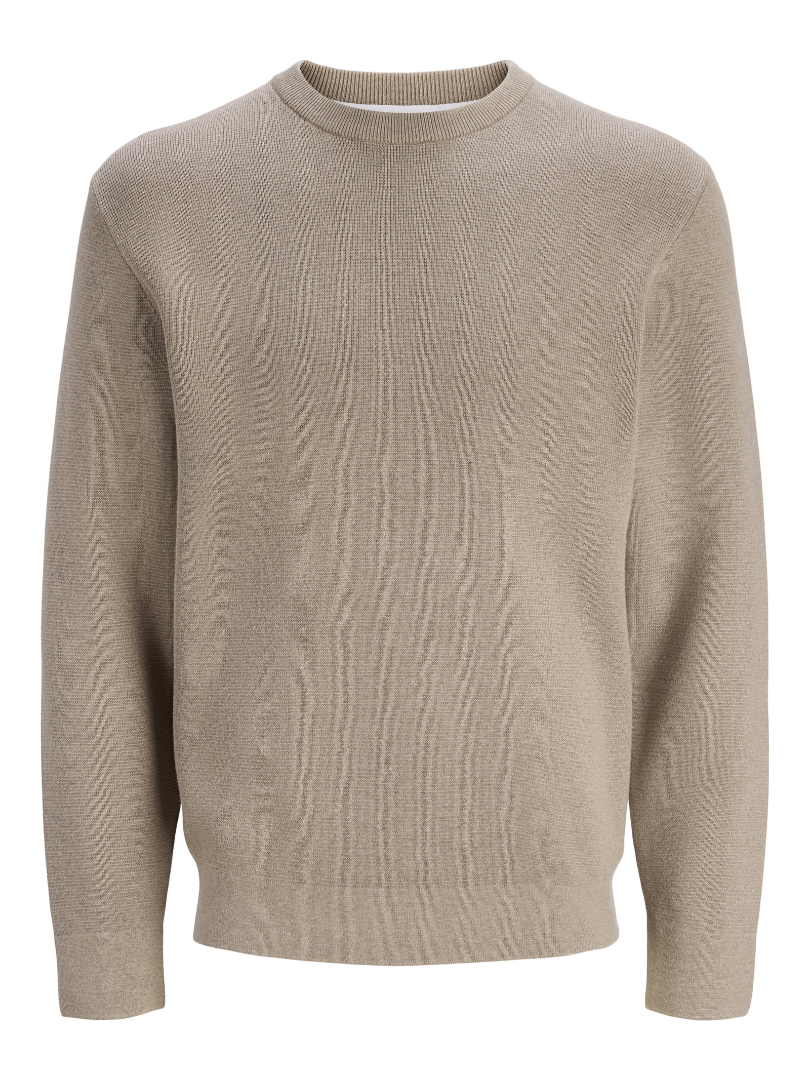 JPRBLAMILANO STITCH KNIT CREW NECK, Greige/Melange #1
