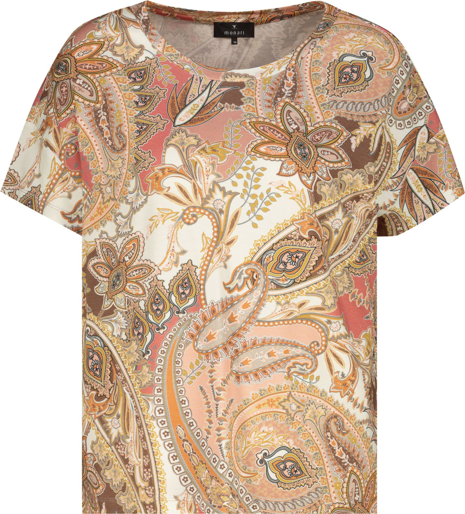 |  T-Shirt, mocca gemustert | 36
