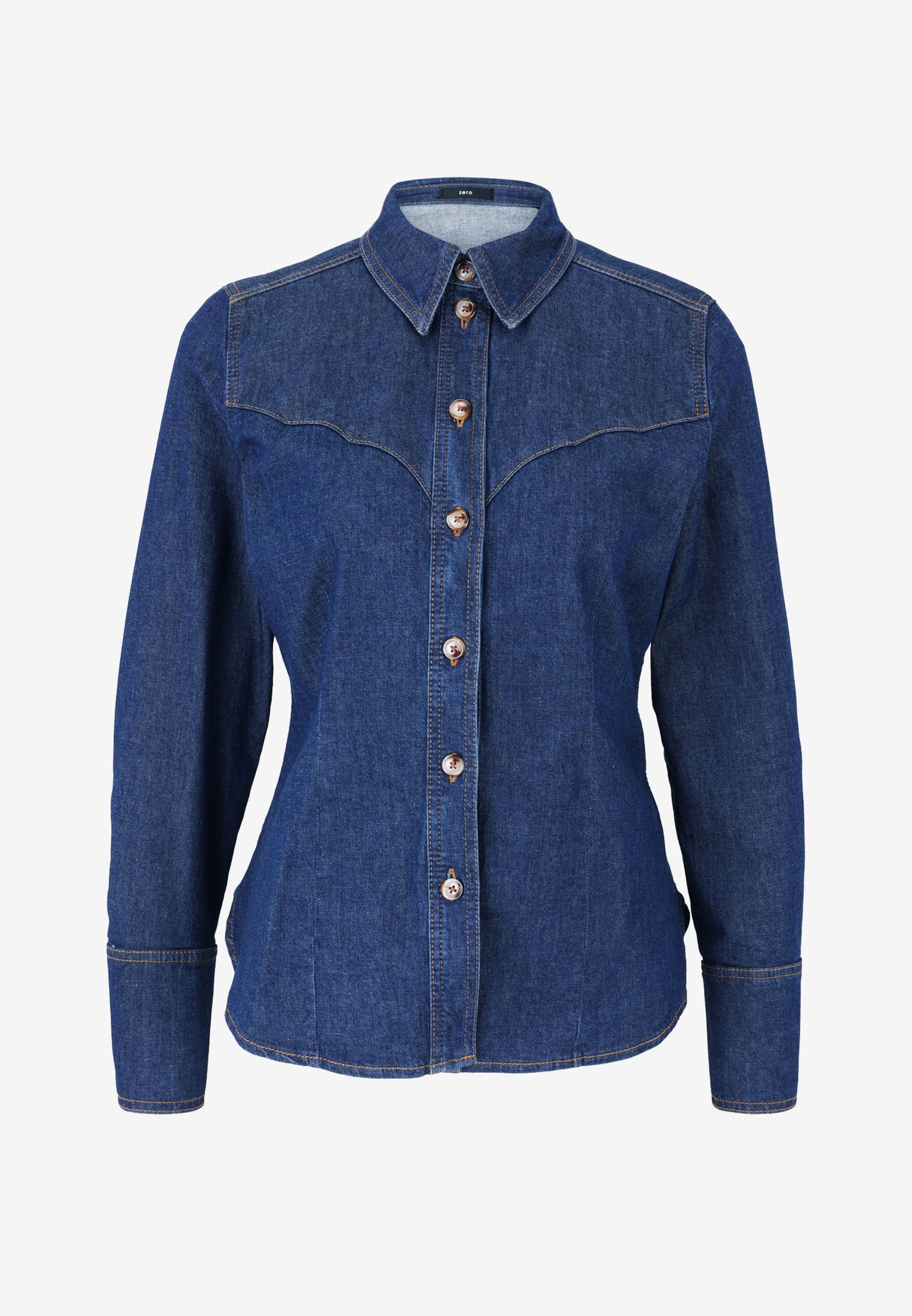 Zero |  Zero Druckbluse  | 40 | dark blue denim