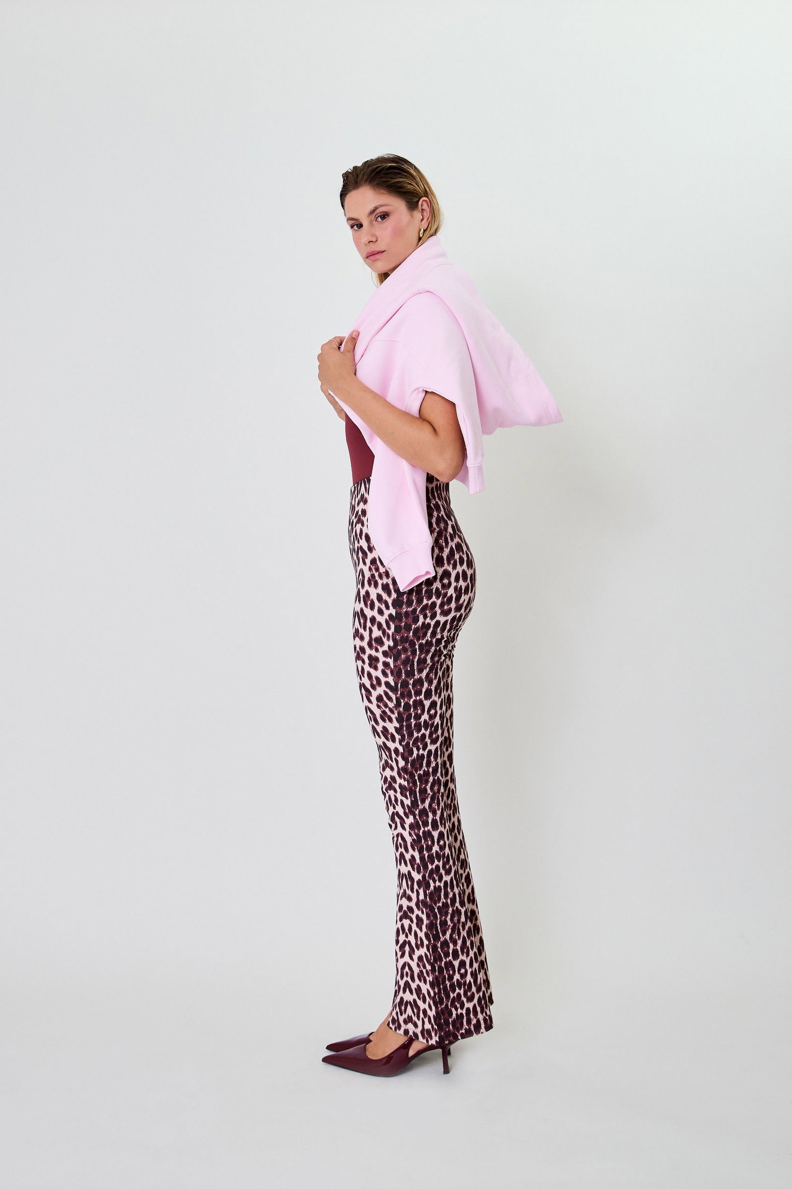 Oh April Tia Bootcut Leggings Leo Cherrywood #2