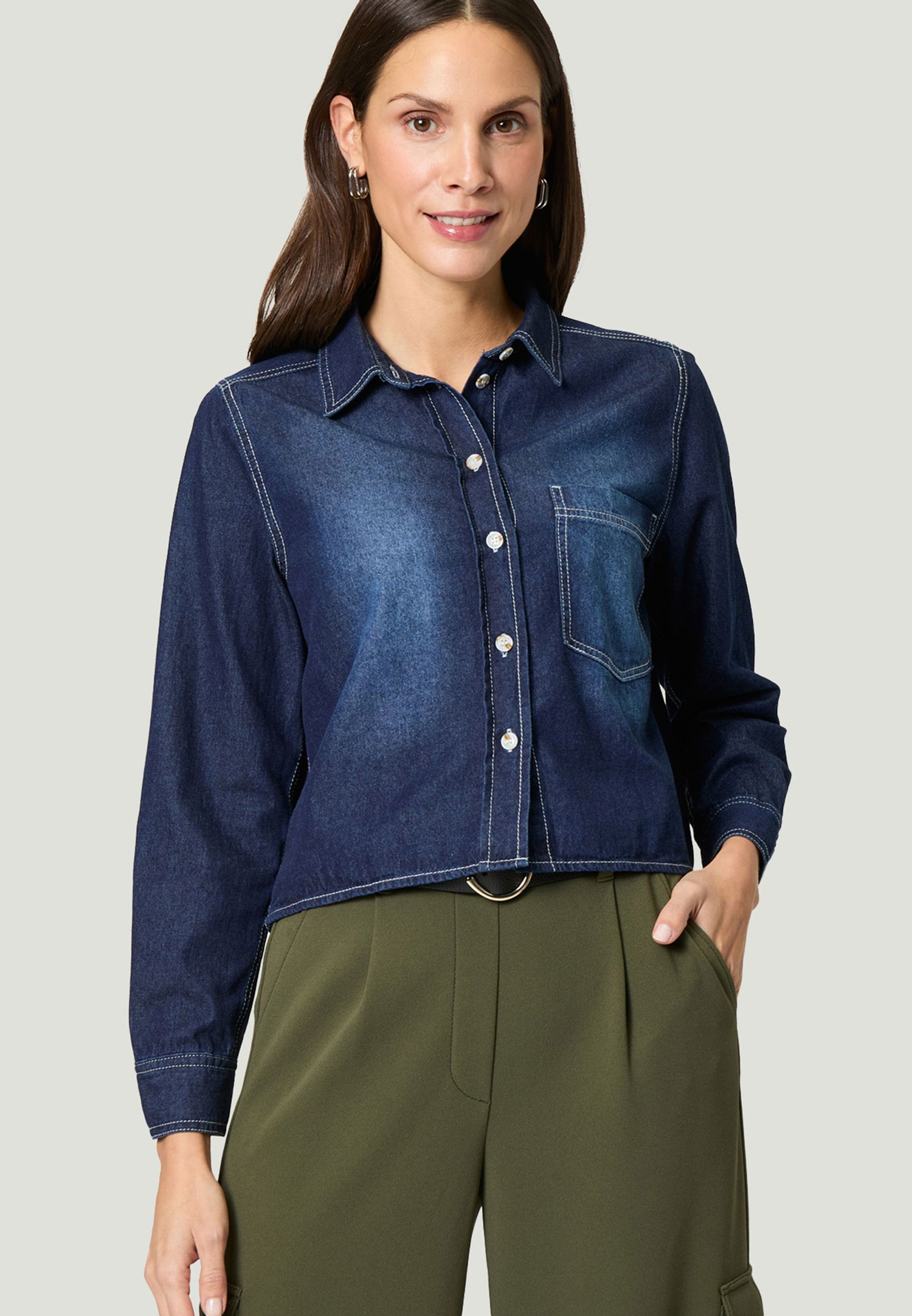 Zero |  Zero  Jeansbluse | 44 | dark blue denim