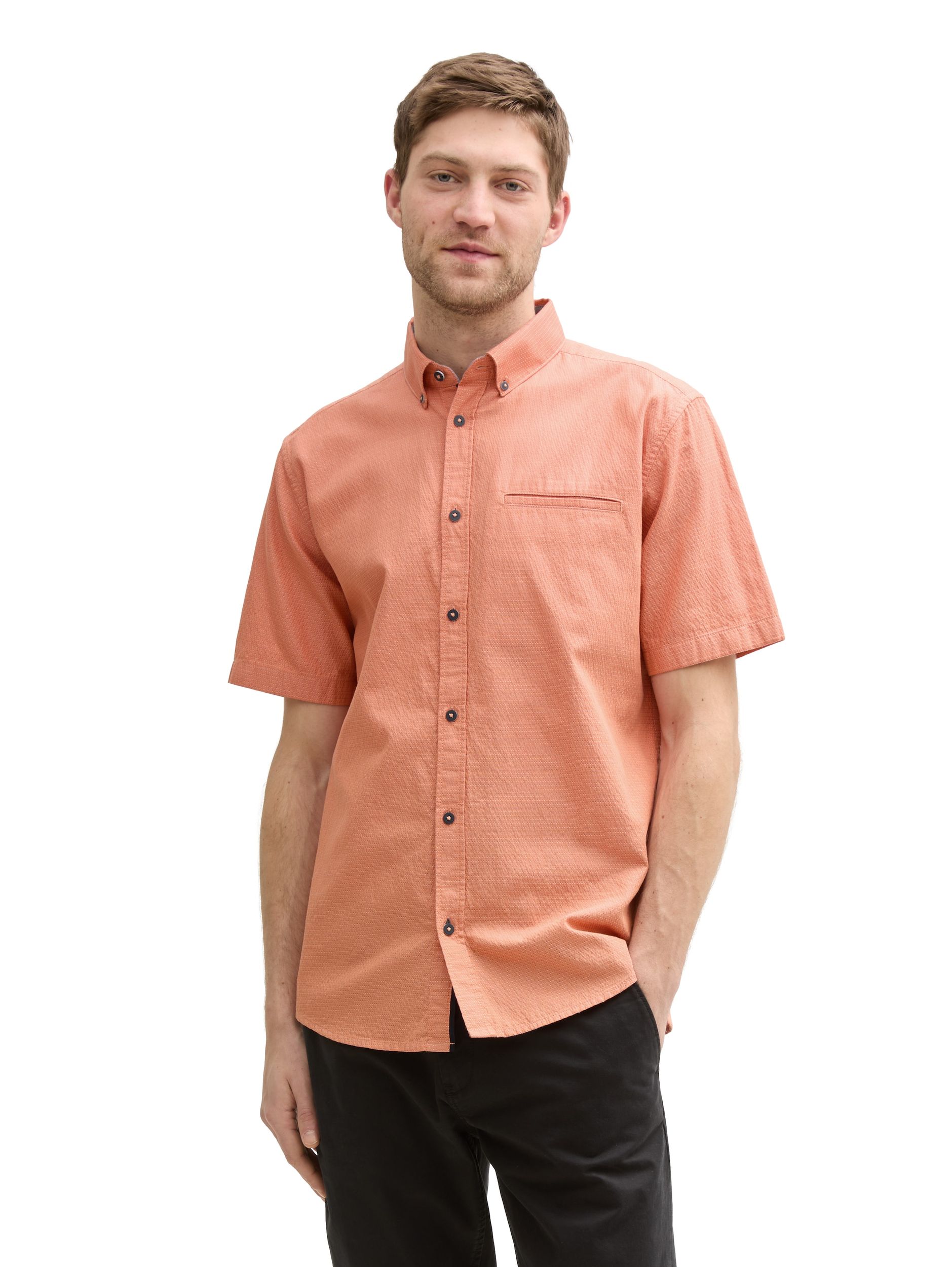 Tom Tailor |  Tom Tailor Hemd Slim Fit  | M | brick orange multicolor dot