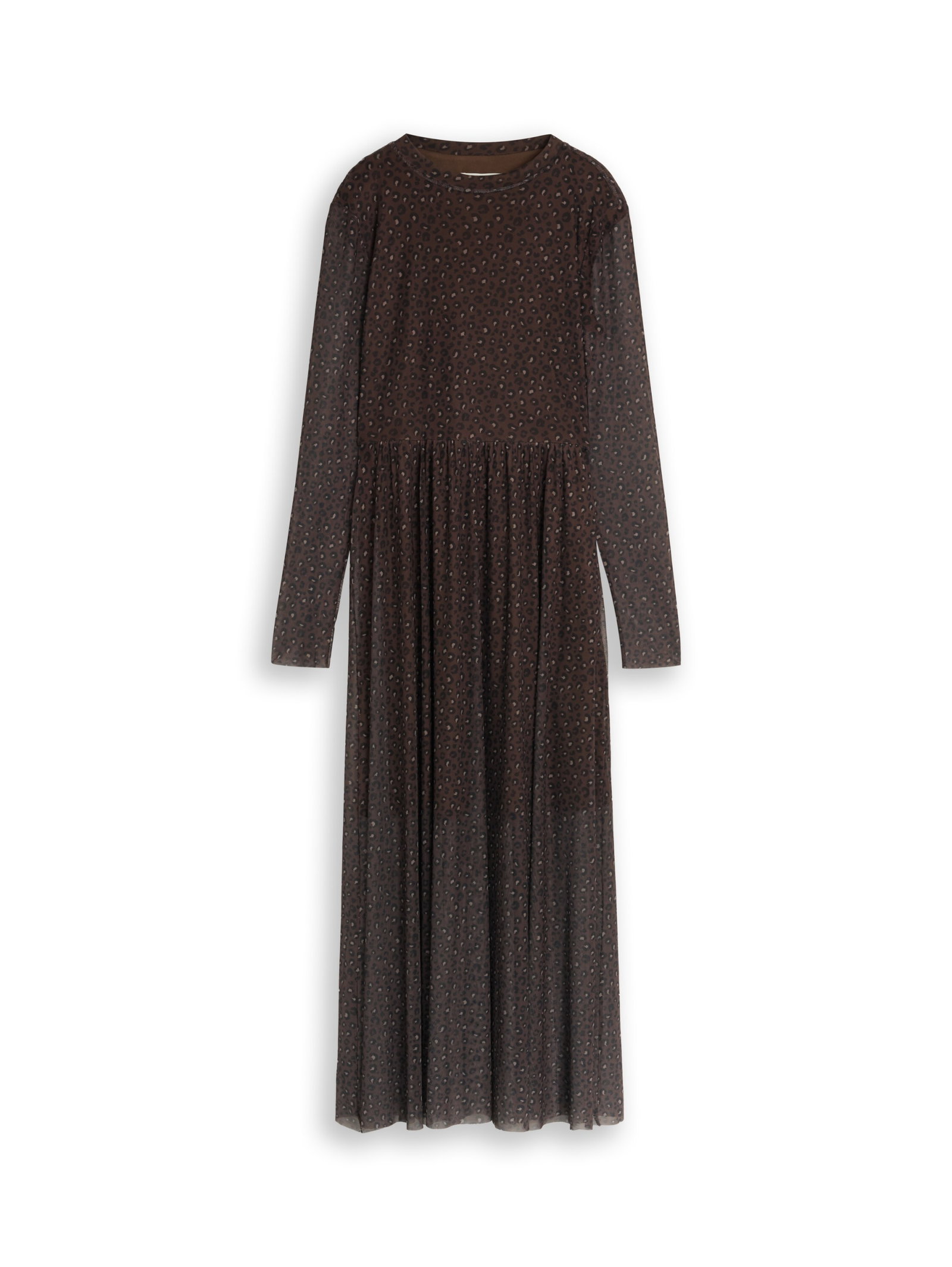 midi mesh dress with short lin, brown black leo print #1