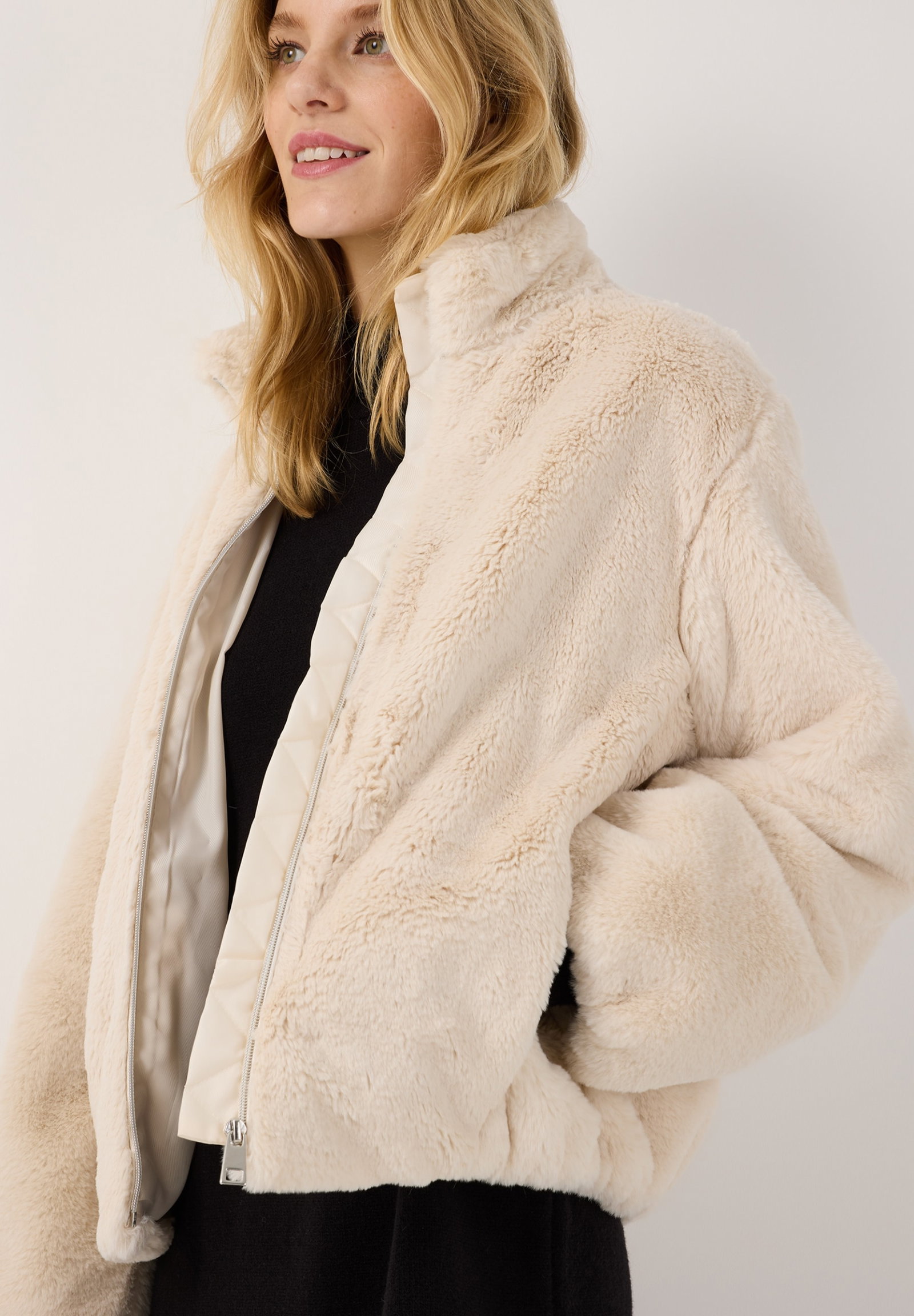 Fake Fur Blouson, powder cream #3