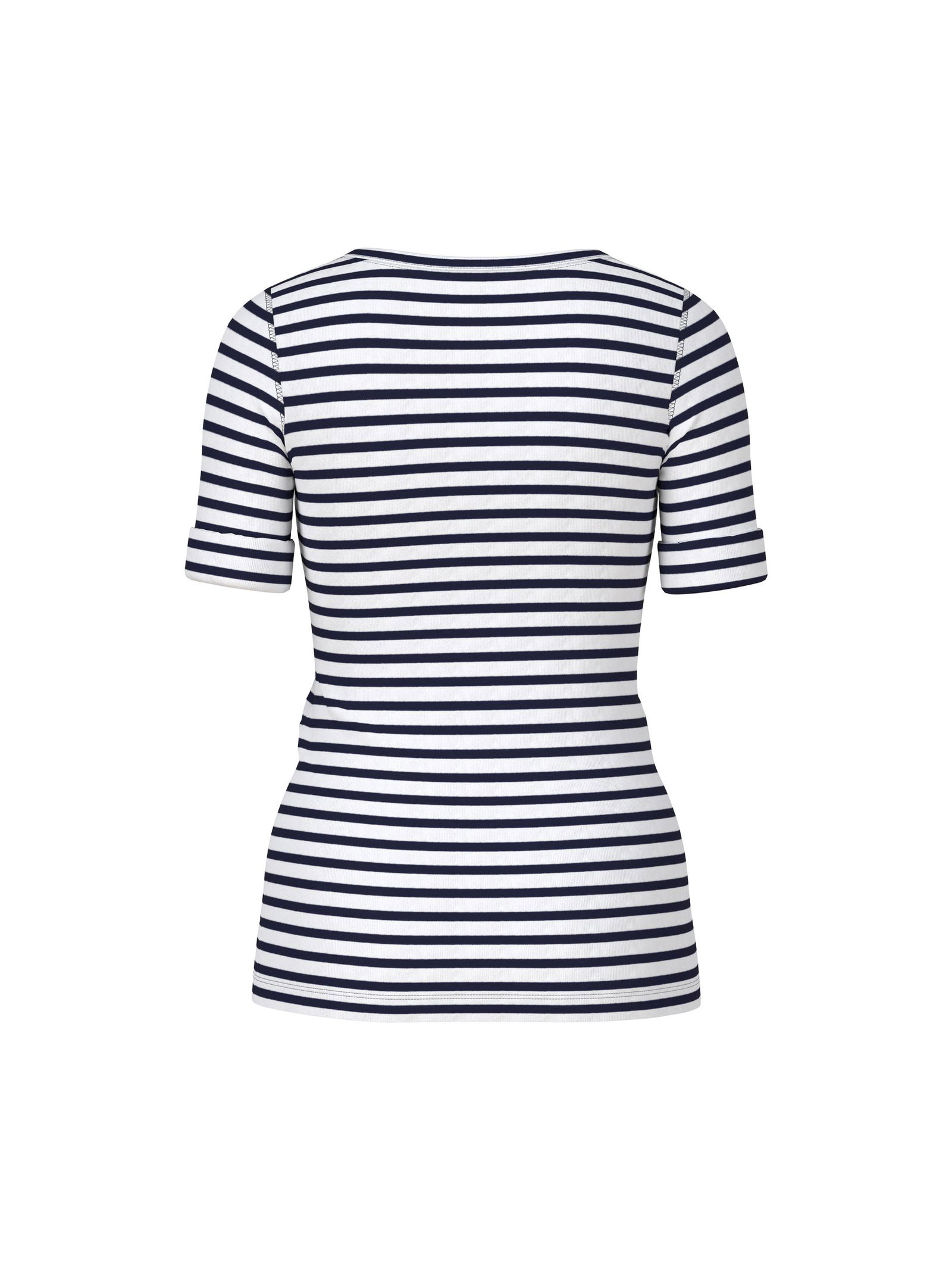 Marc Cain Additions |  Ringel-T-Shirt aus Baumwoll-Ripp | 38 | midnight blue