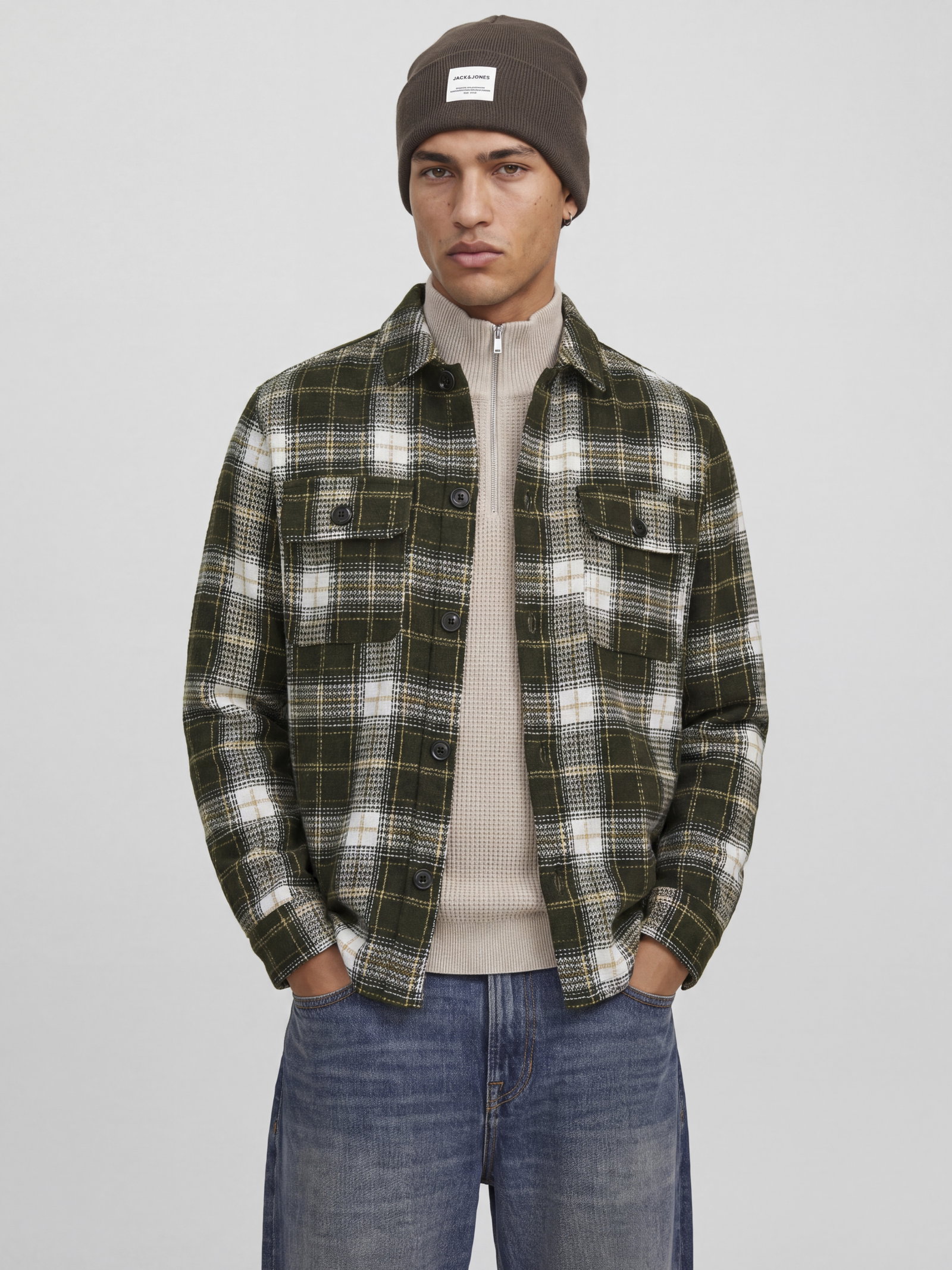 JJEREGENT STRUCTURE OVERSHIRT LS SN, Rosin/CHECK #4