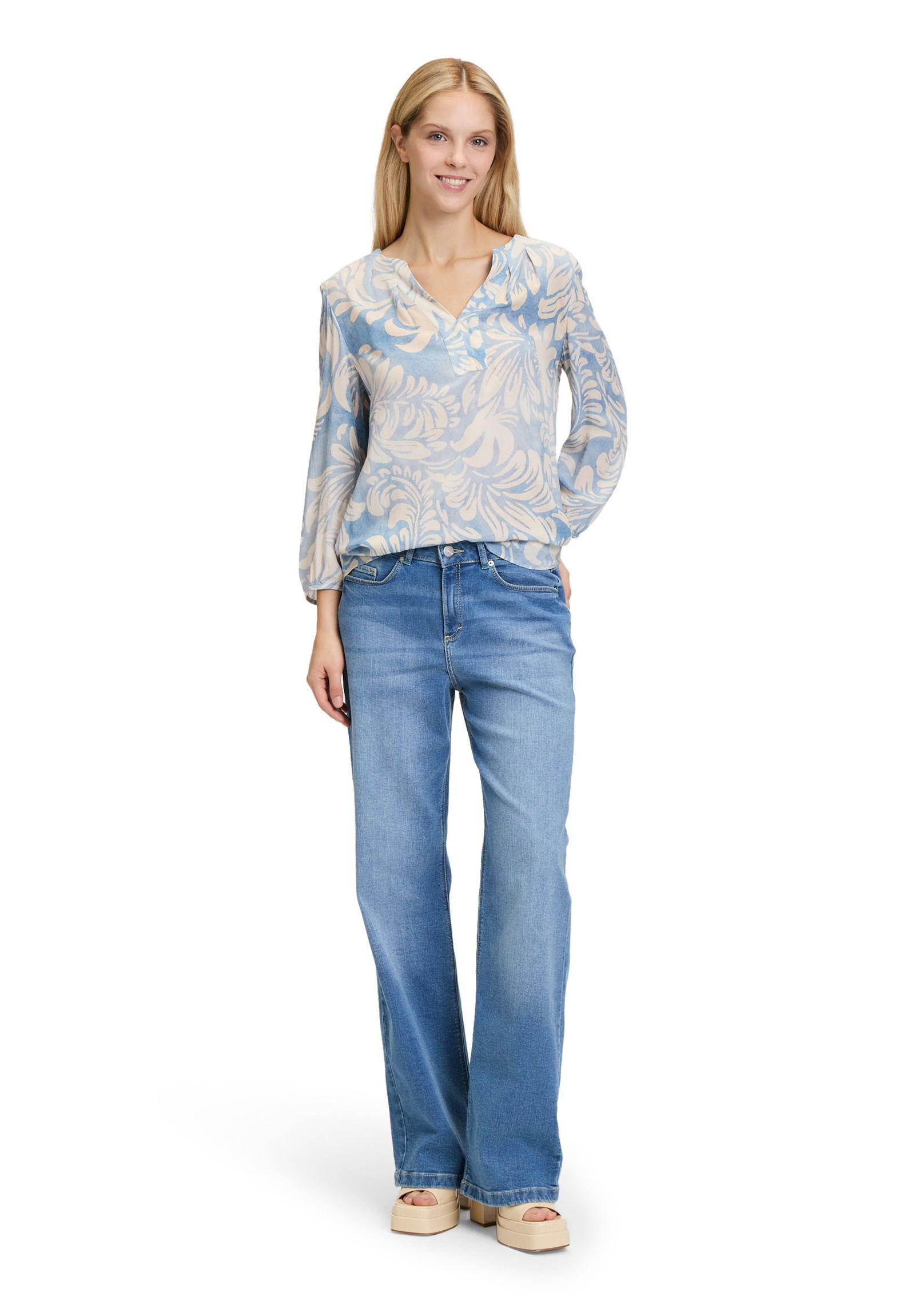 Cartoon |  Cartoon Druckbluse  | 42 | blau/weiß