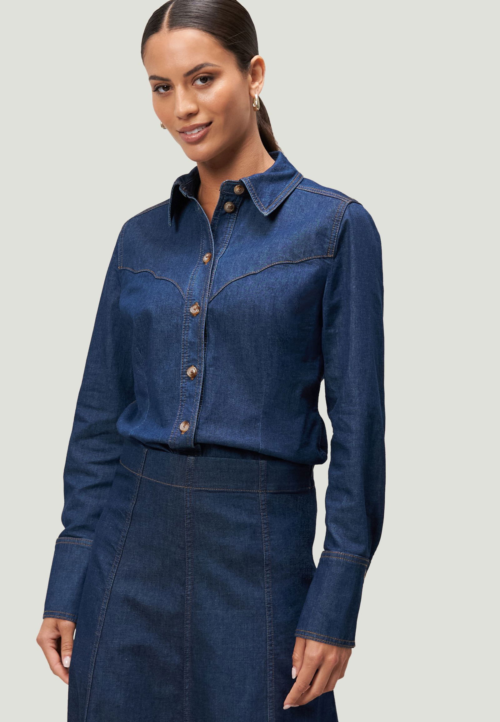69c5723ebf8bc857c33846b8d6816ca8 Zero | Zero Druckbluse | 40 | dark blue denim