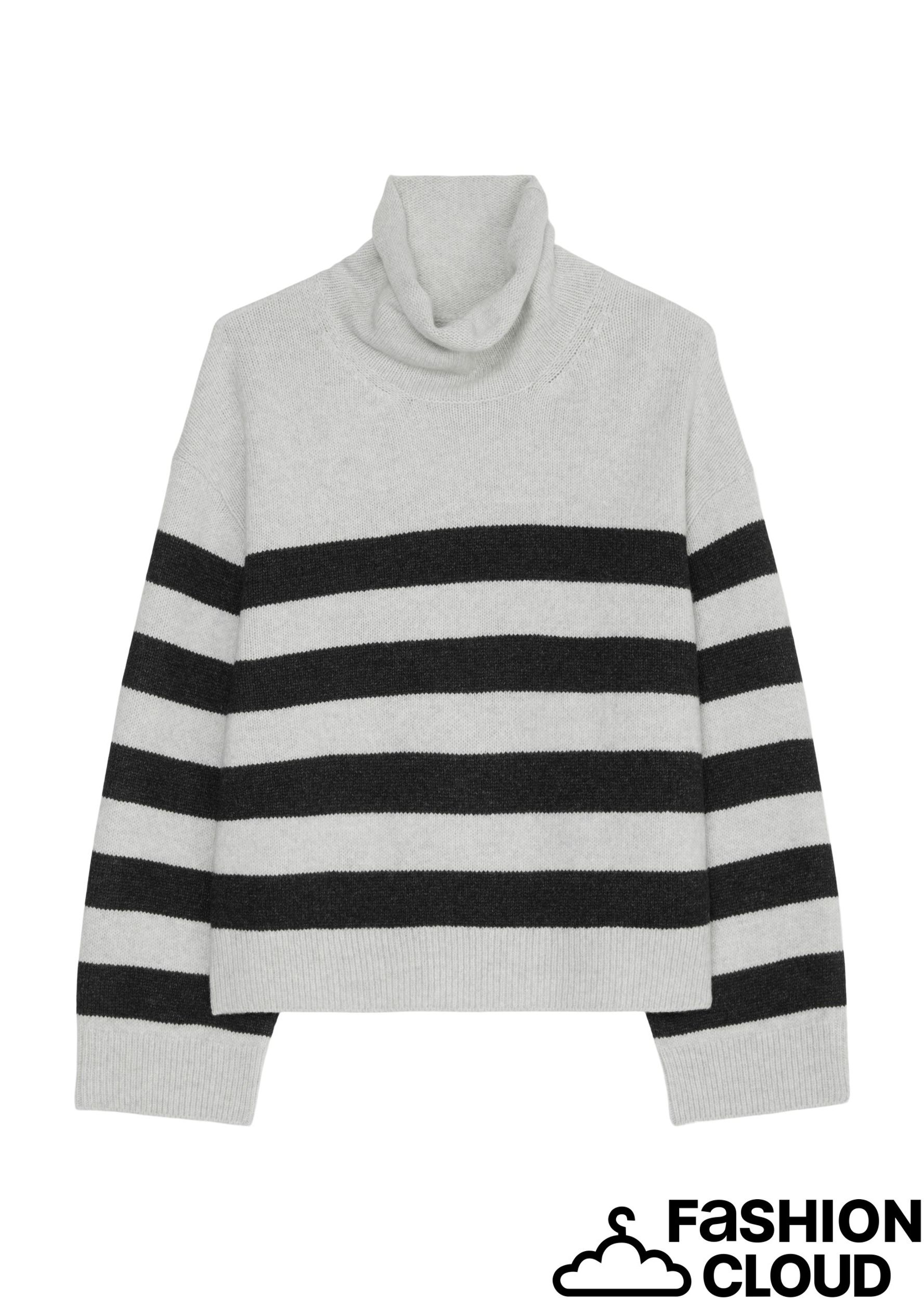  |  Pullover, longsleeve, stand up coll, Stripe / light granite melange | L