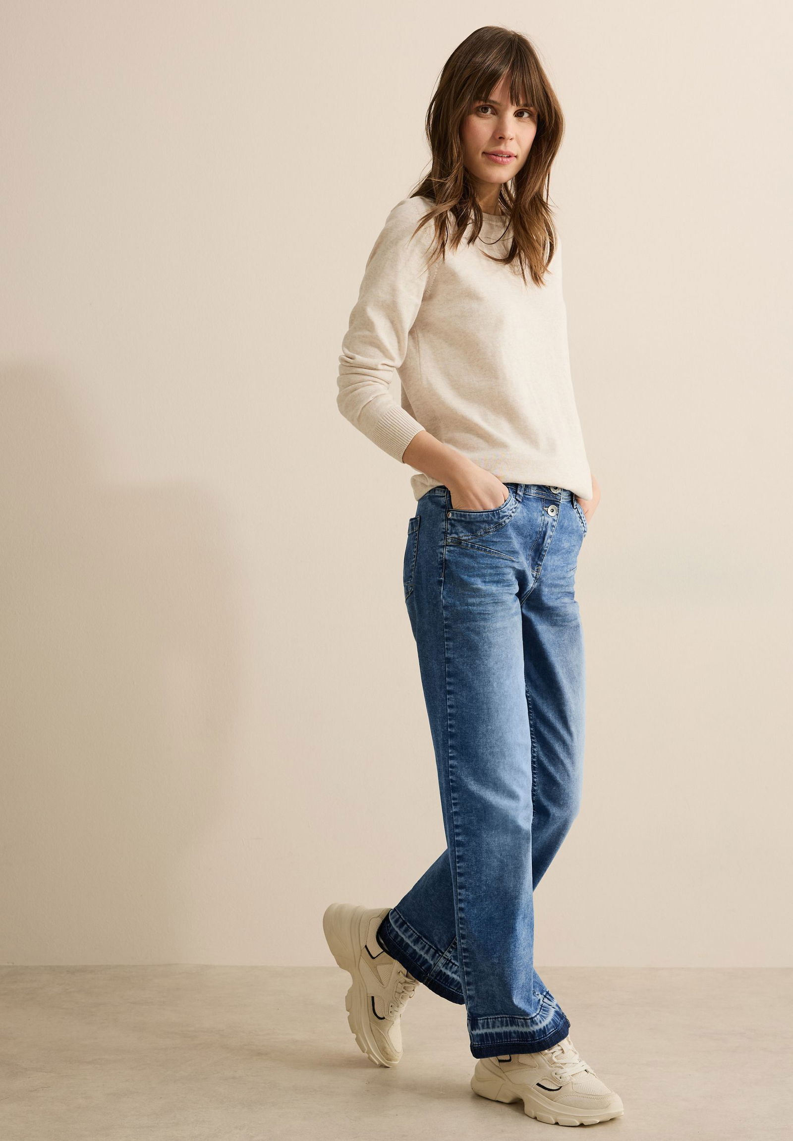 CECIL |  CECIL Straight Leg Jeans  | 28/30 | mid blue used wash