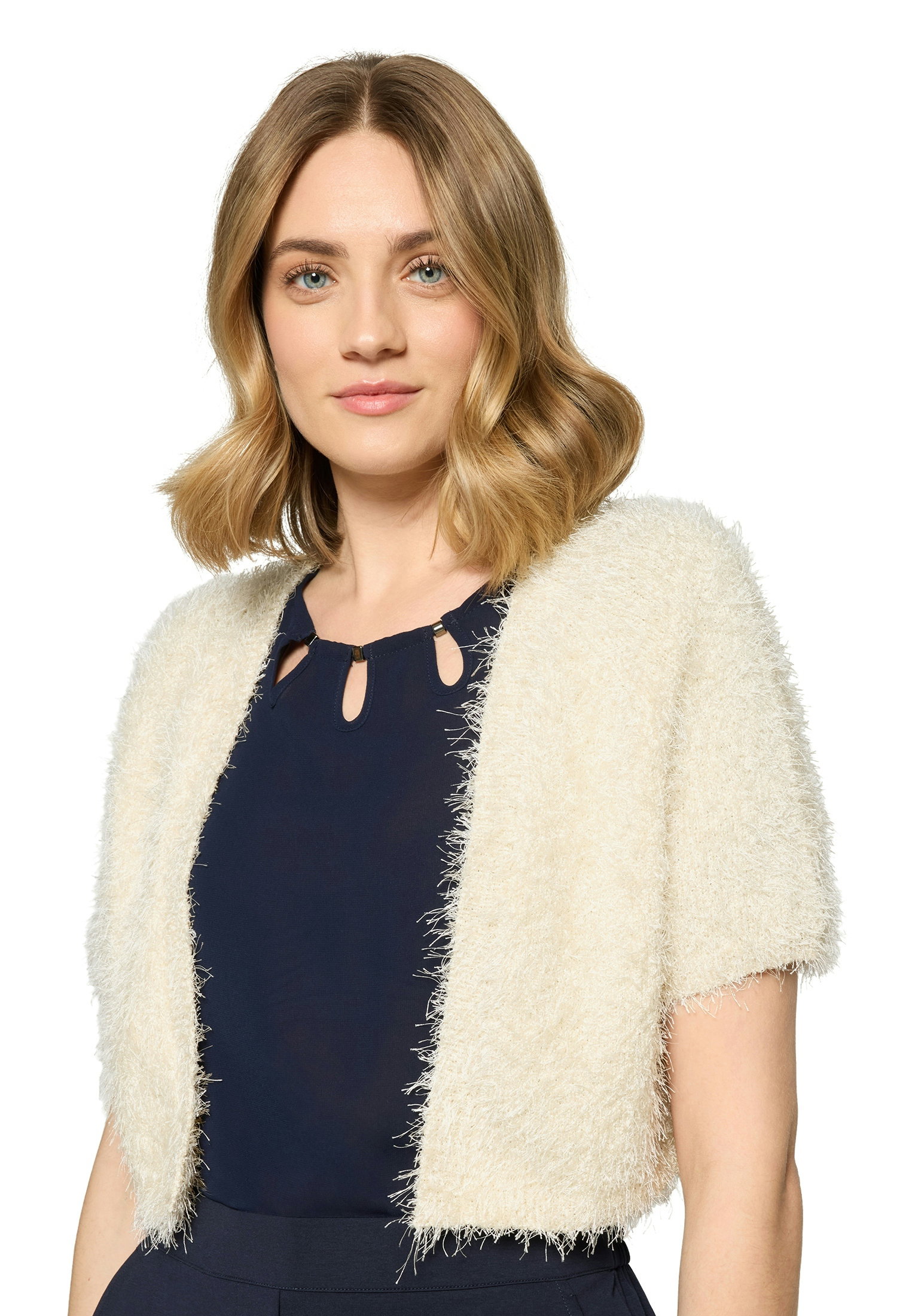 Strickjacke Kurz 1/2 Arm, Pearled Ivory #6