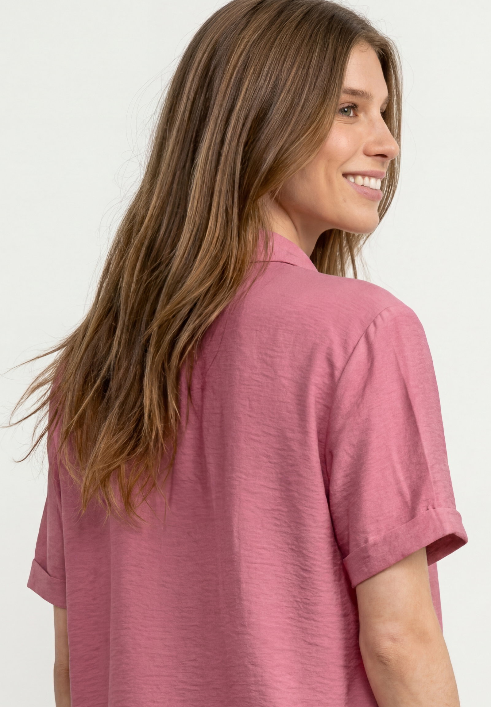 Buttoned shirtcollar blouse w, blush berry #6