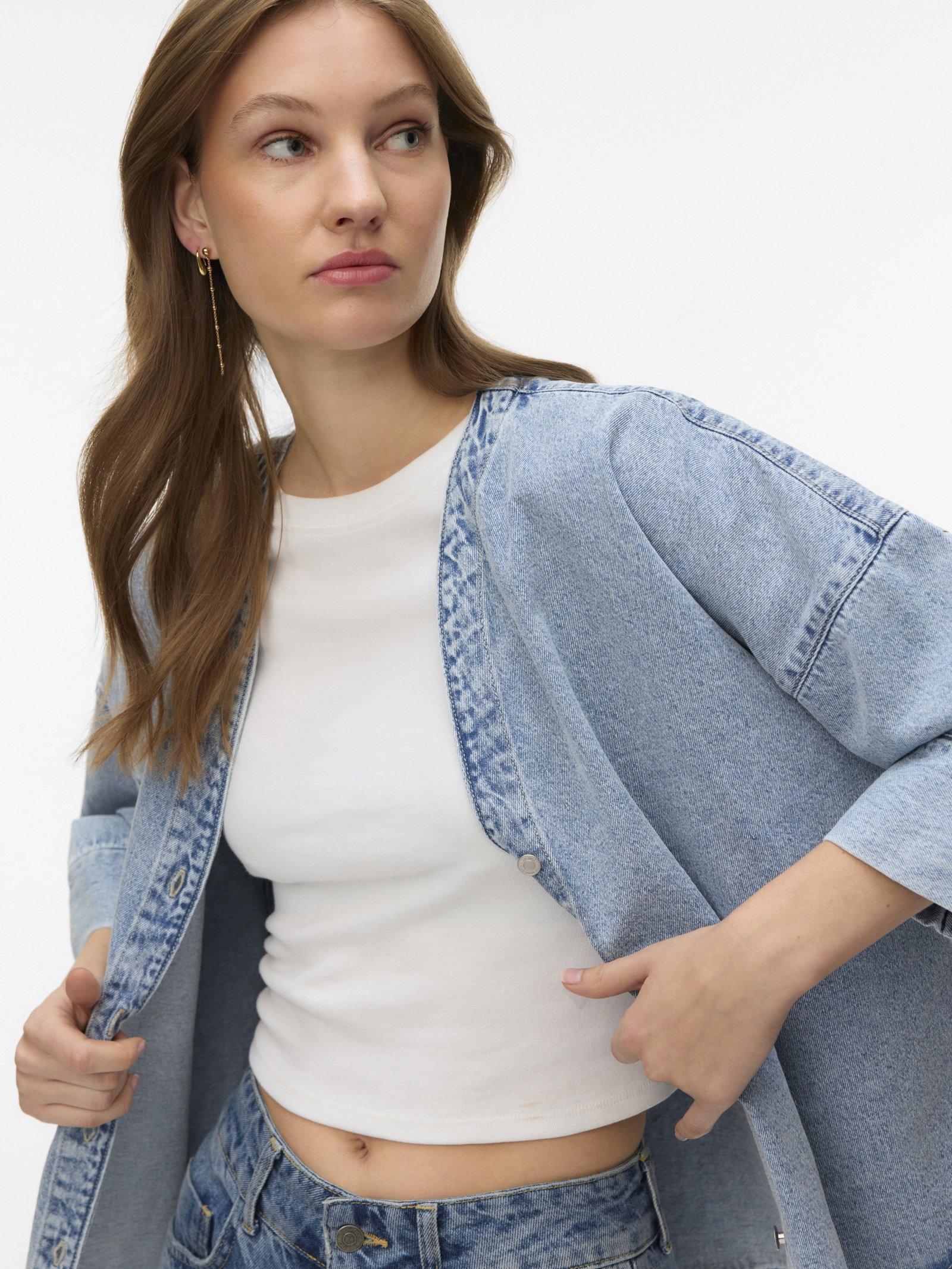 VMVALERIA 3/4 SLEEVE SHIRT NOOS, Light Blue Denim #4