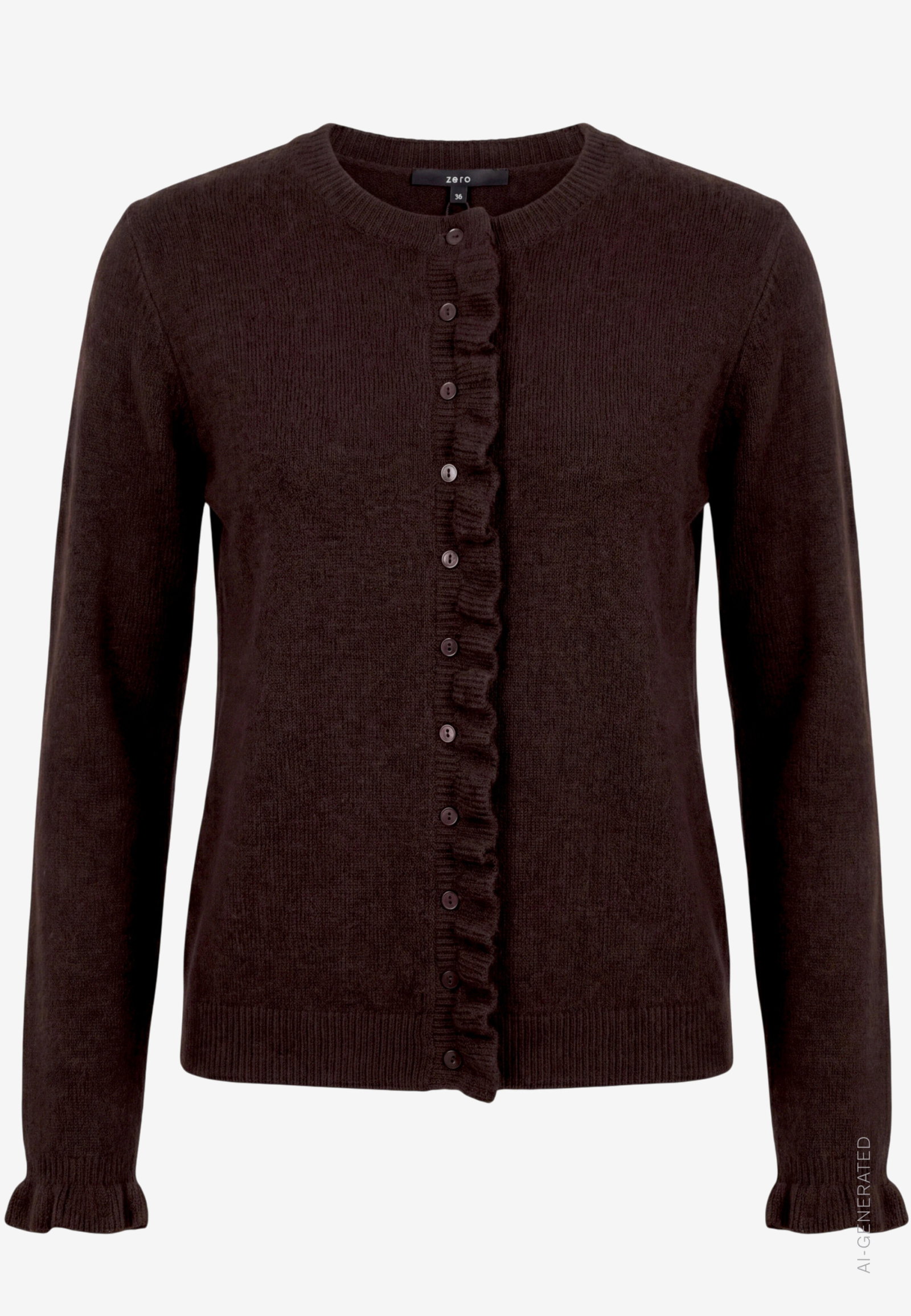 Strickjacke Kurz 1/1 Arm, Dark Brown Melange #1