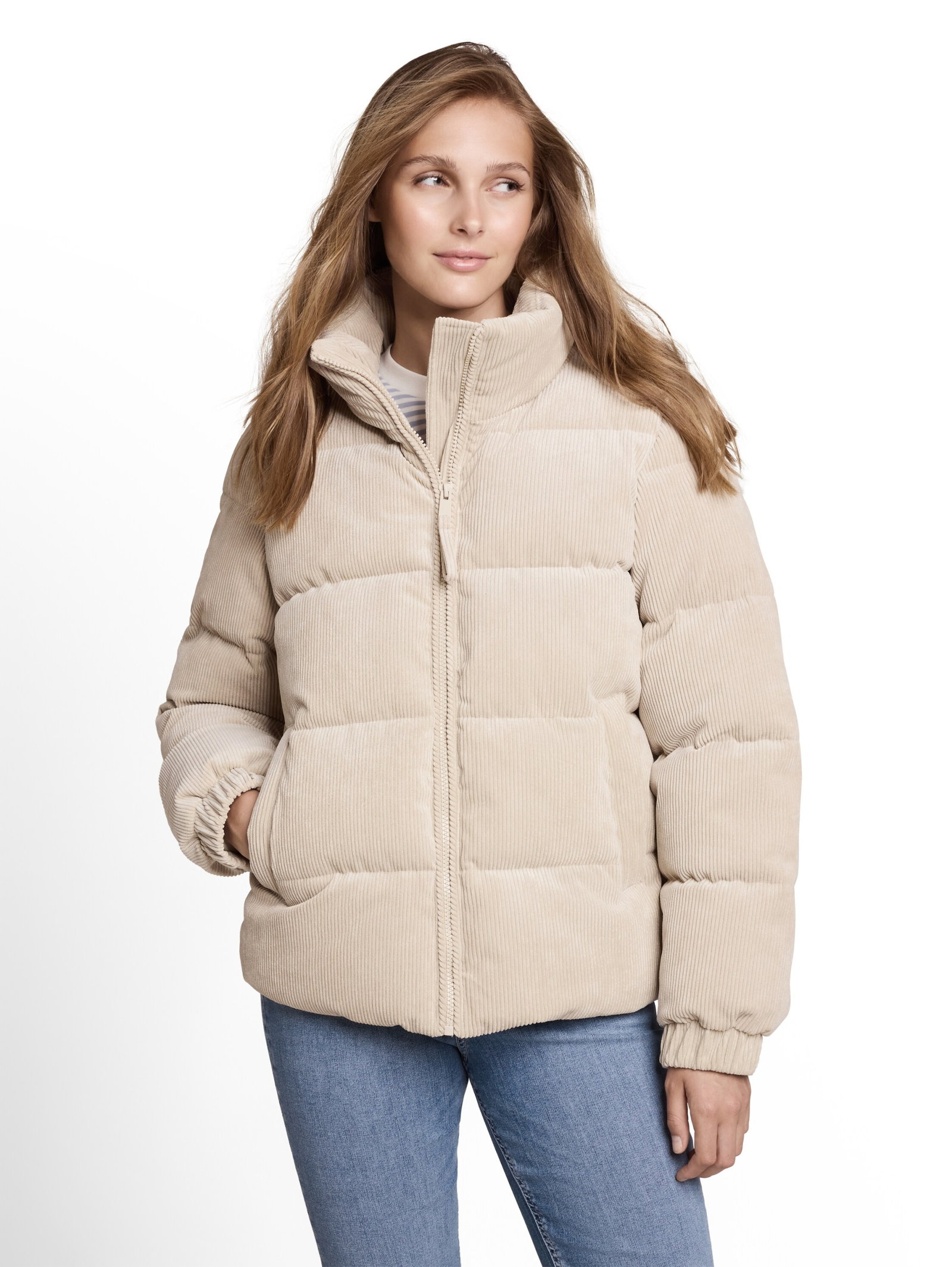 corduroy puffer jacket, Cashew Beige #5