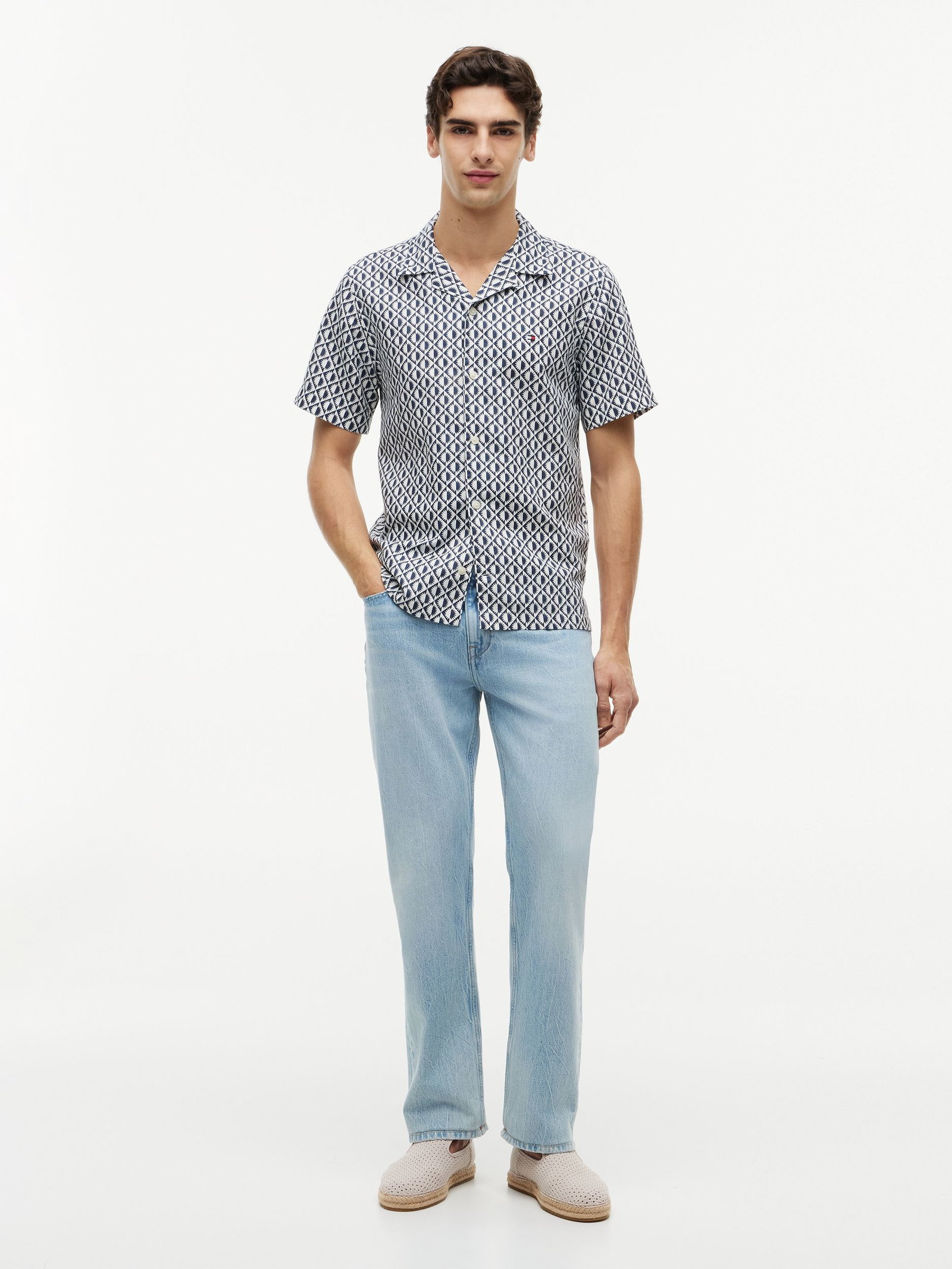 Tommy Hilfiger |  Tommy Hilfiger Hemd Regular Fit  | M | cloudy blue / yale navy / white