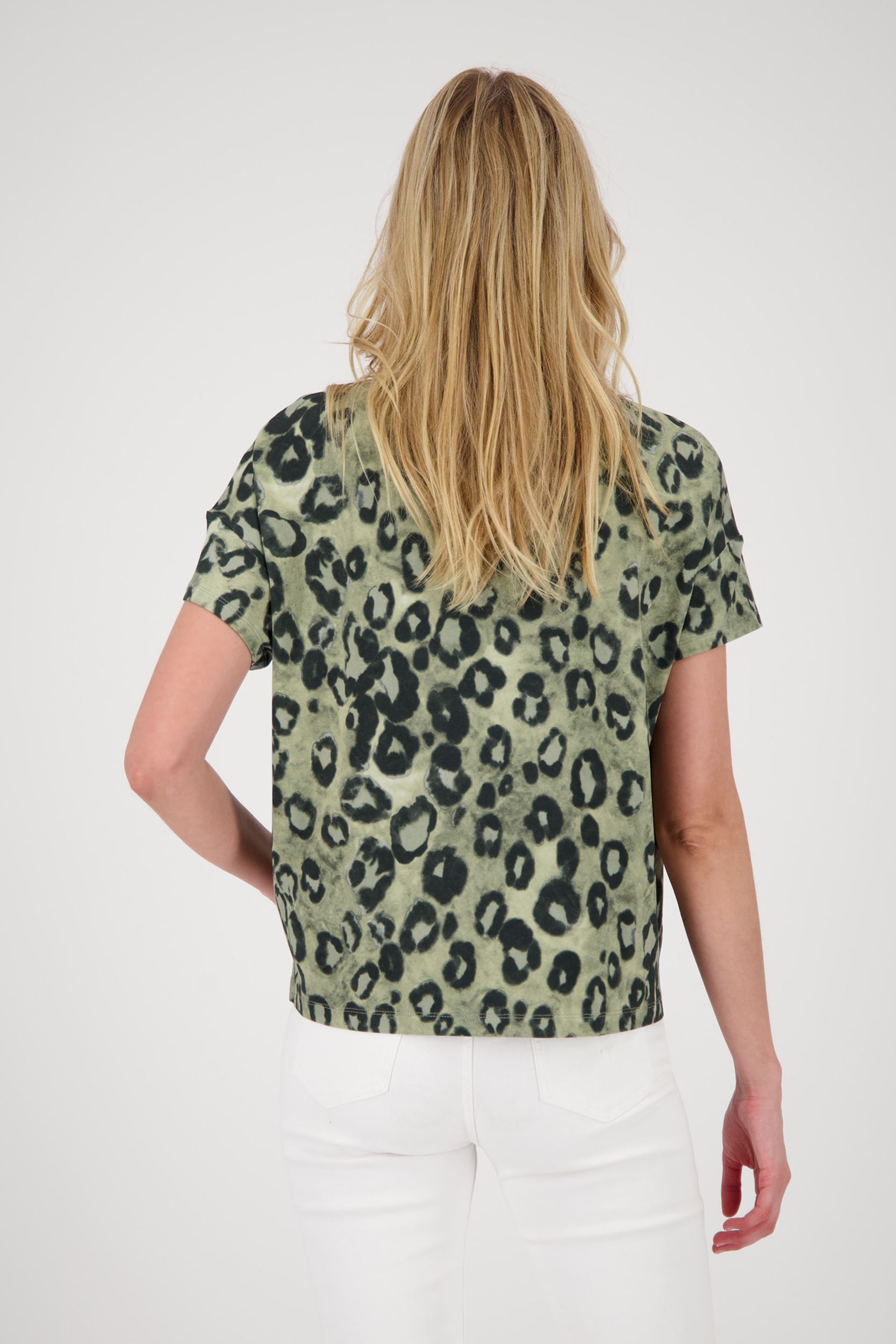 Monari |  T-Shirt, bamboo gemustert | 46 | light khaki gemustert