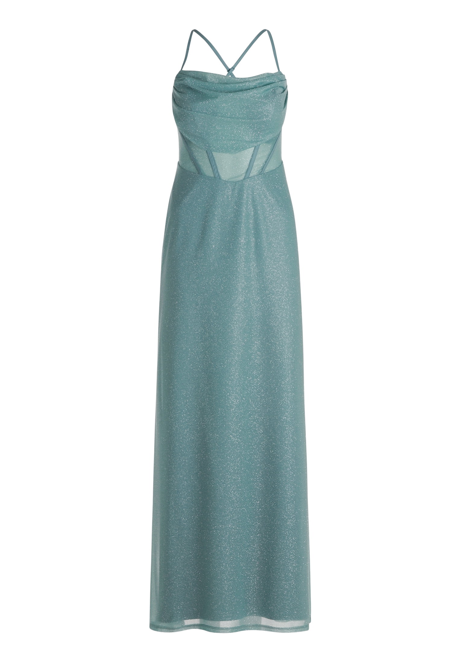 Kleid Lang ohne Arm, Petrol/Grey #1