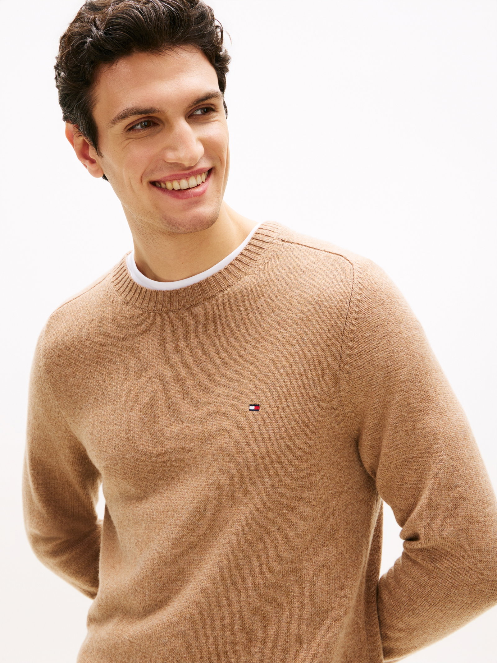 LAMBSWOOL CREW NECK, KHAKI #1