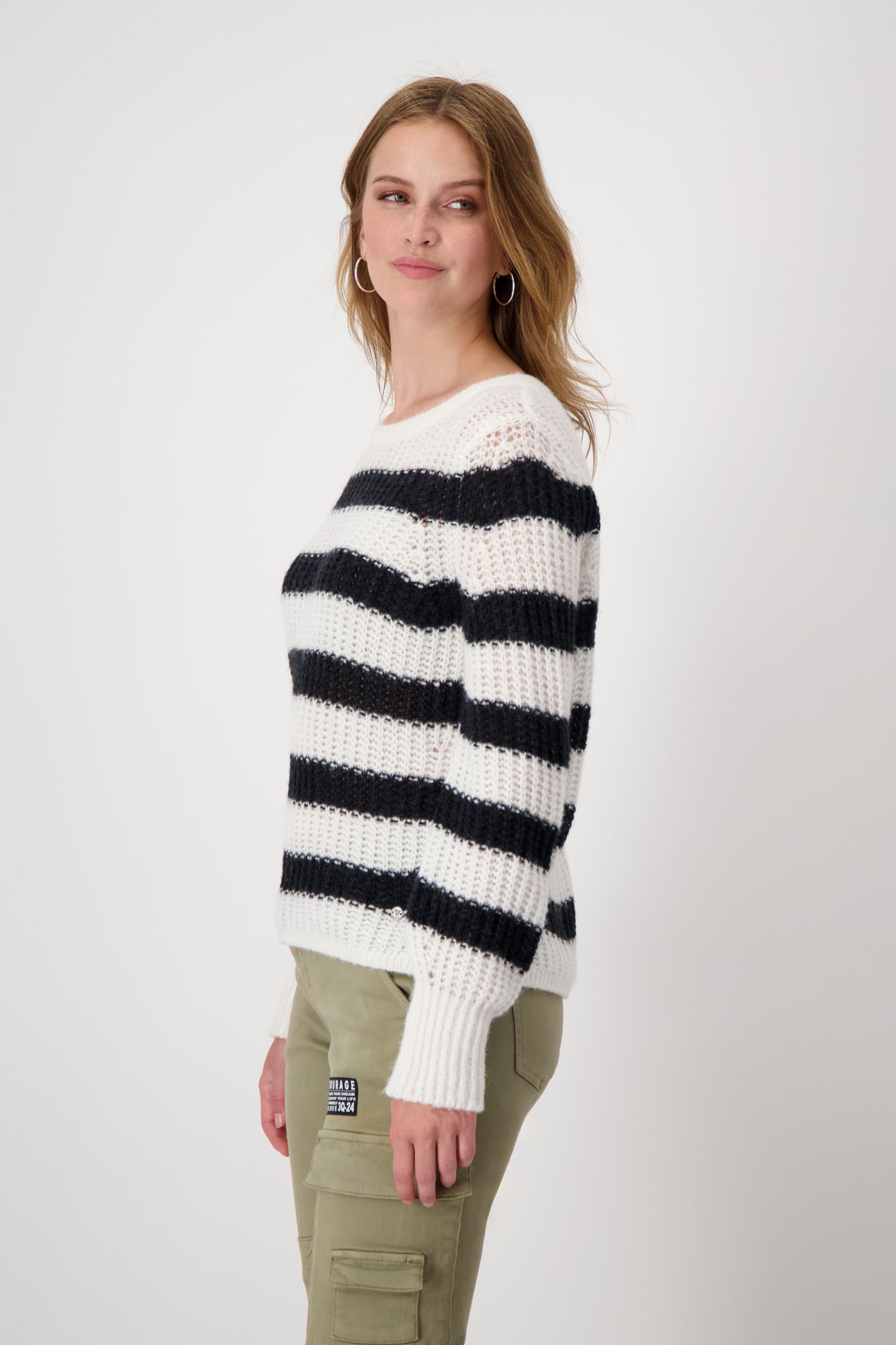 Monari Pullover | off-white gemustert | 36 | NEW-810868