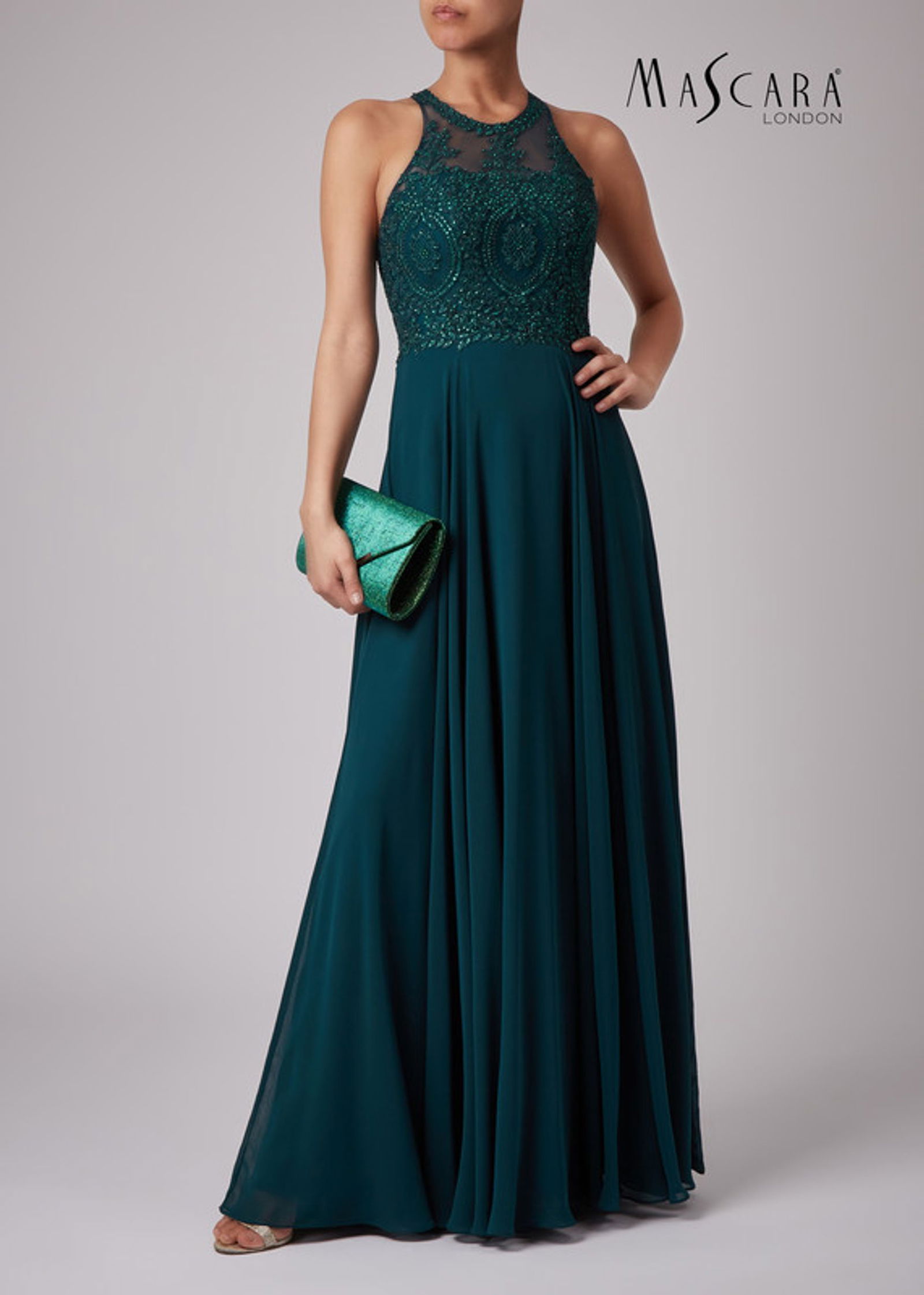 Mascara London |  Mascara London Langes Kleid  | 44 | dunkelgrün