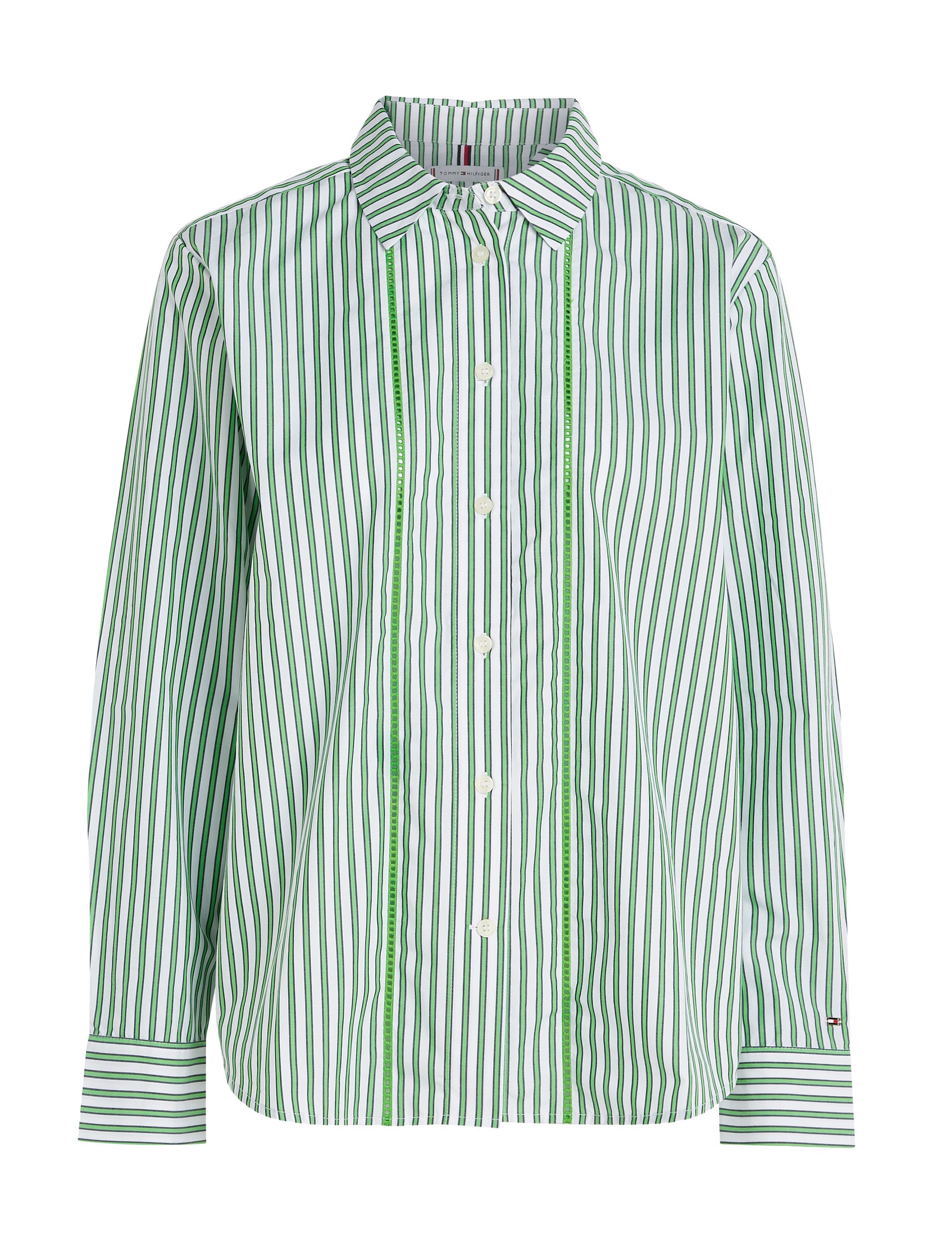 Tommy Hilfiger |  ORG CO STRIPE RELAXED SHIRT LS | 44 | fort green / stripe