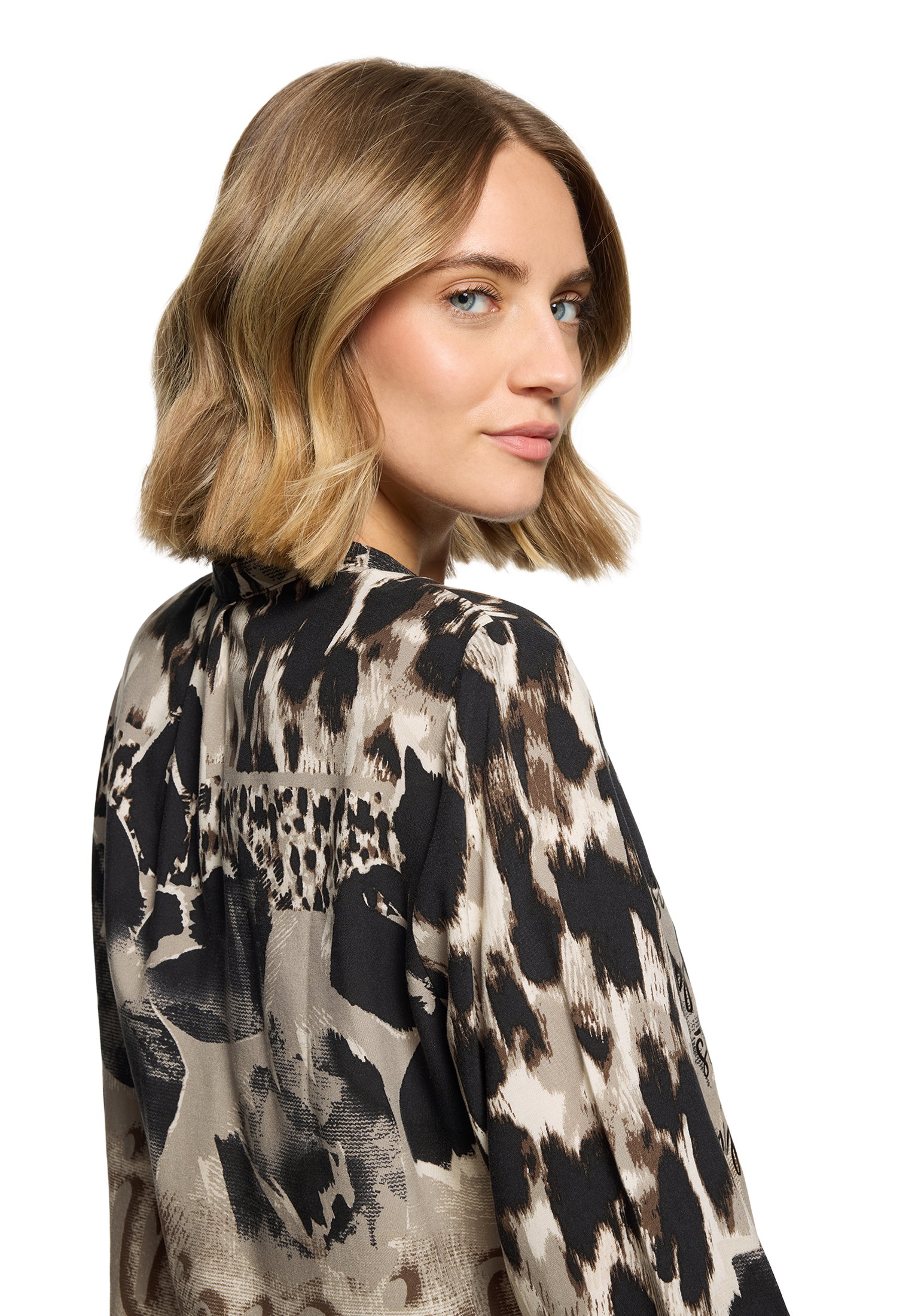 Bluse Lang 1/1 Arm, Beige/Black #7