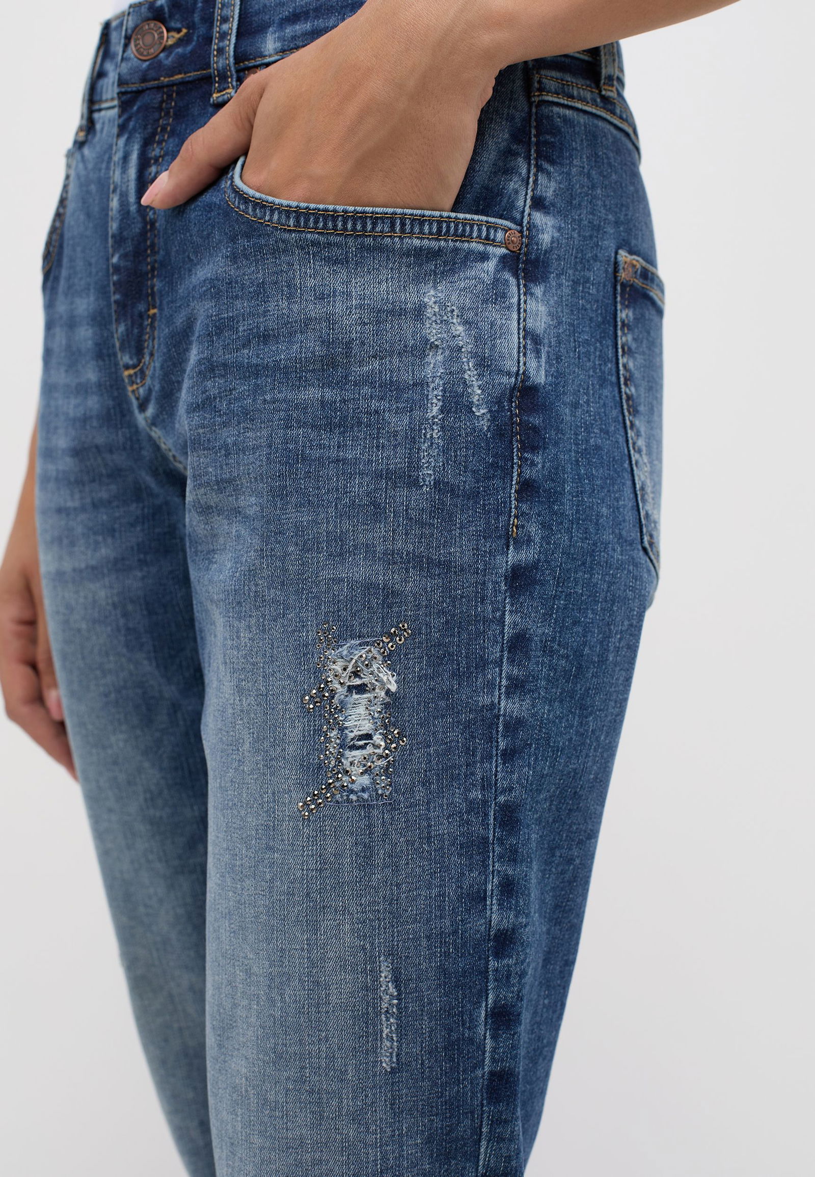Angels |  Angels Boyfriend Jeans  | 34/30 | mid blue used destroyed